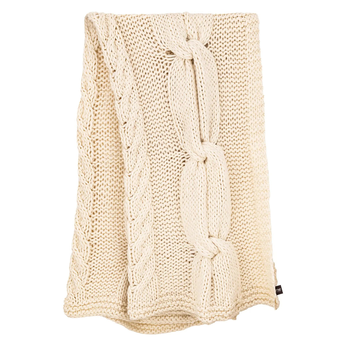 Rama Crème handgebreid wollen plaid by PTMD