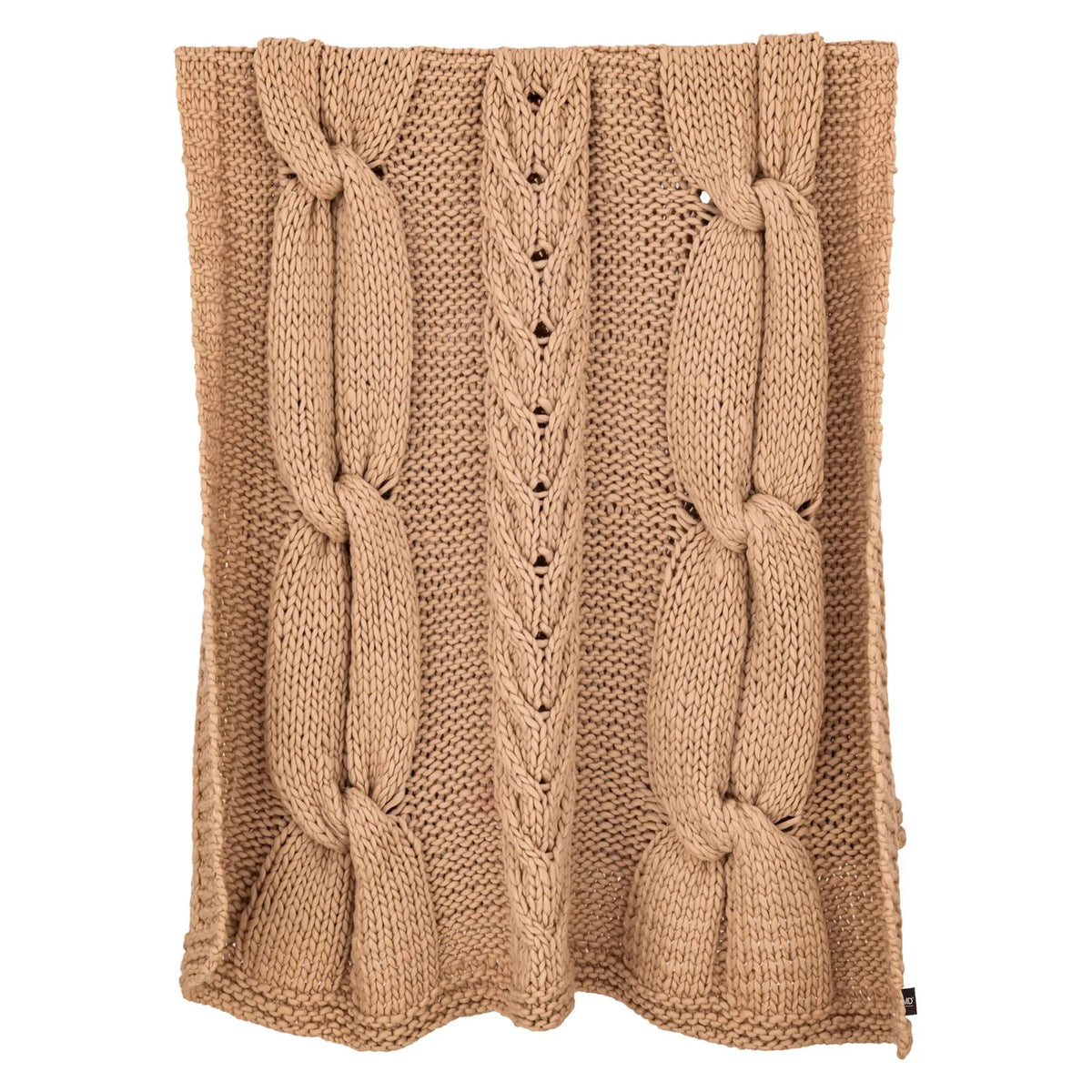 Rama Taupe Handgebreide Wollen Plaid by PTMD