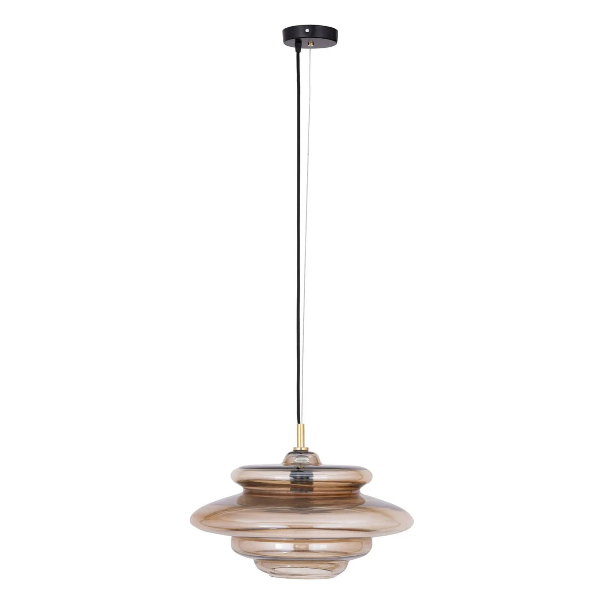 Keylie bruine glanzende gelaagde glazen hanglamp S by PTMD