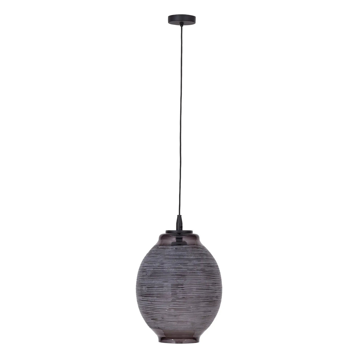 Mascen Donkergrijs Gesneden Glas Hanglamp Groot by PTMD