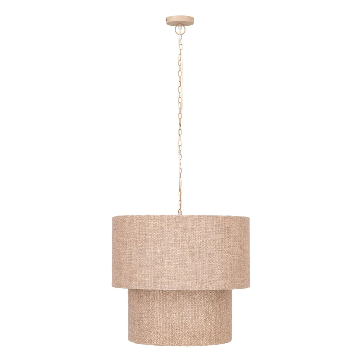 Devi taupe stoffen dubbel-laagse ronde hanglamp by PTMD