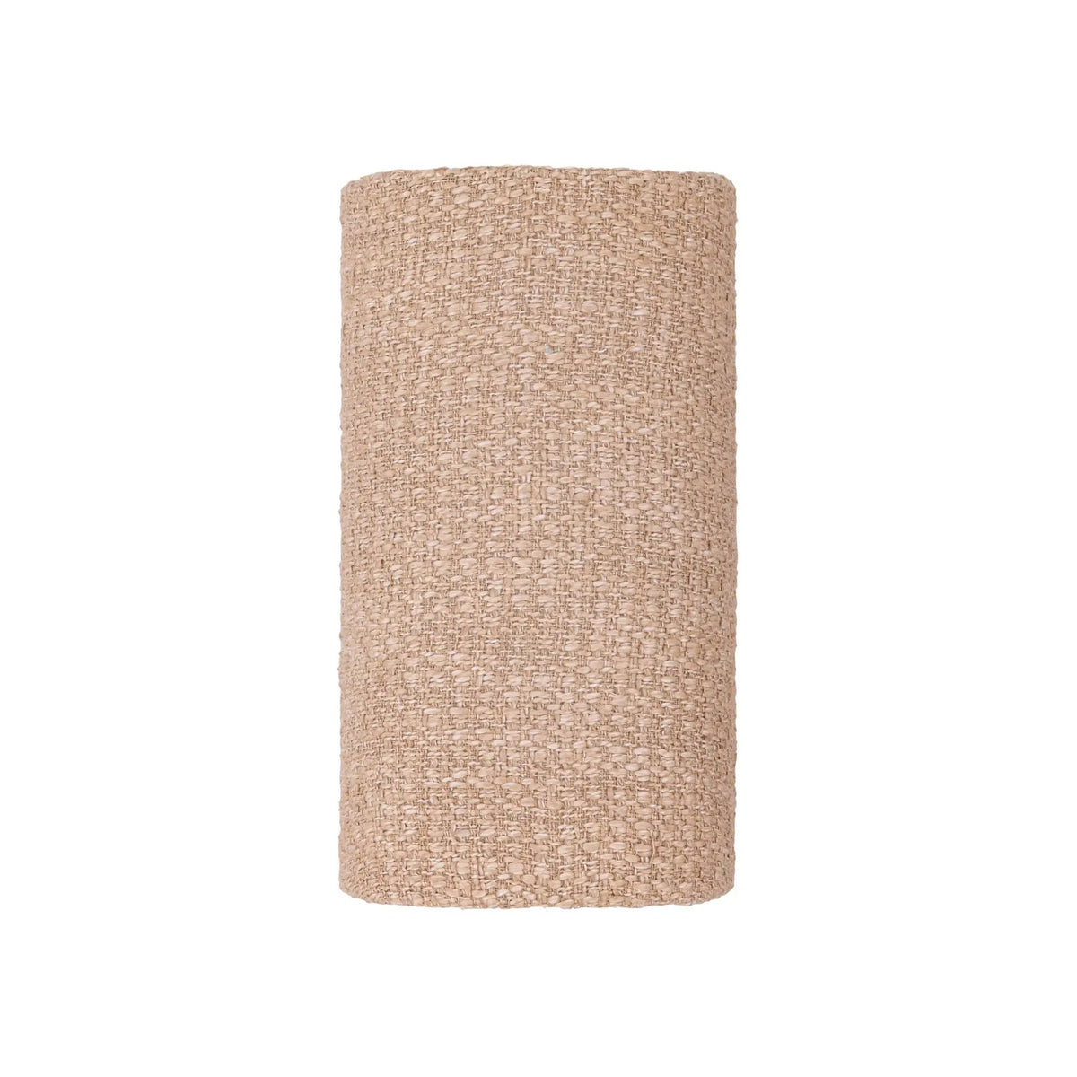 Devi taupe stoffen wandlamp van PTMD, rechthoekige afgeronde vorm, hoog model, geschikt voor modern interieur.