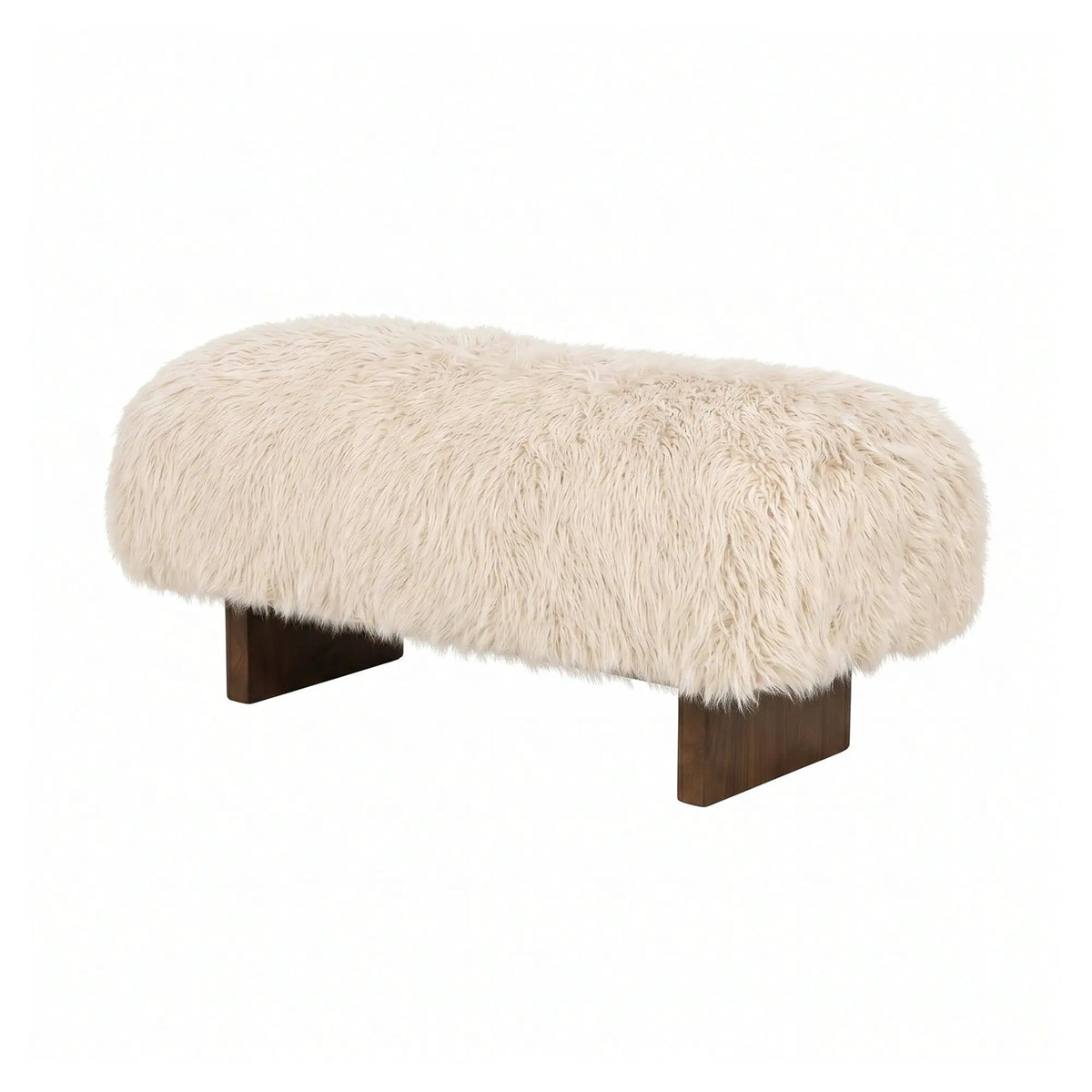 Bench Hair Beige met houten poten 90cm by PTMD