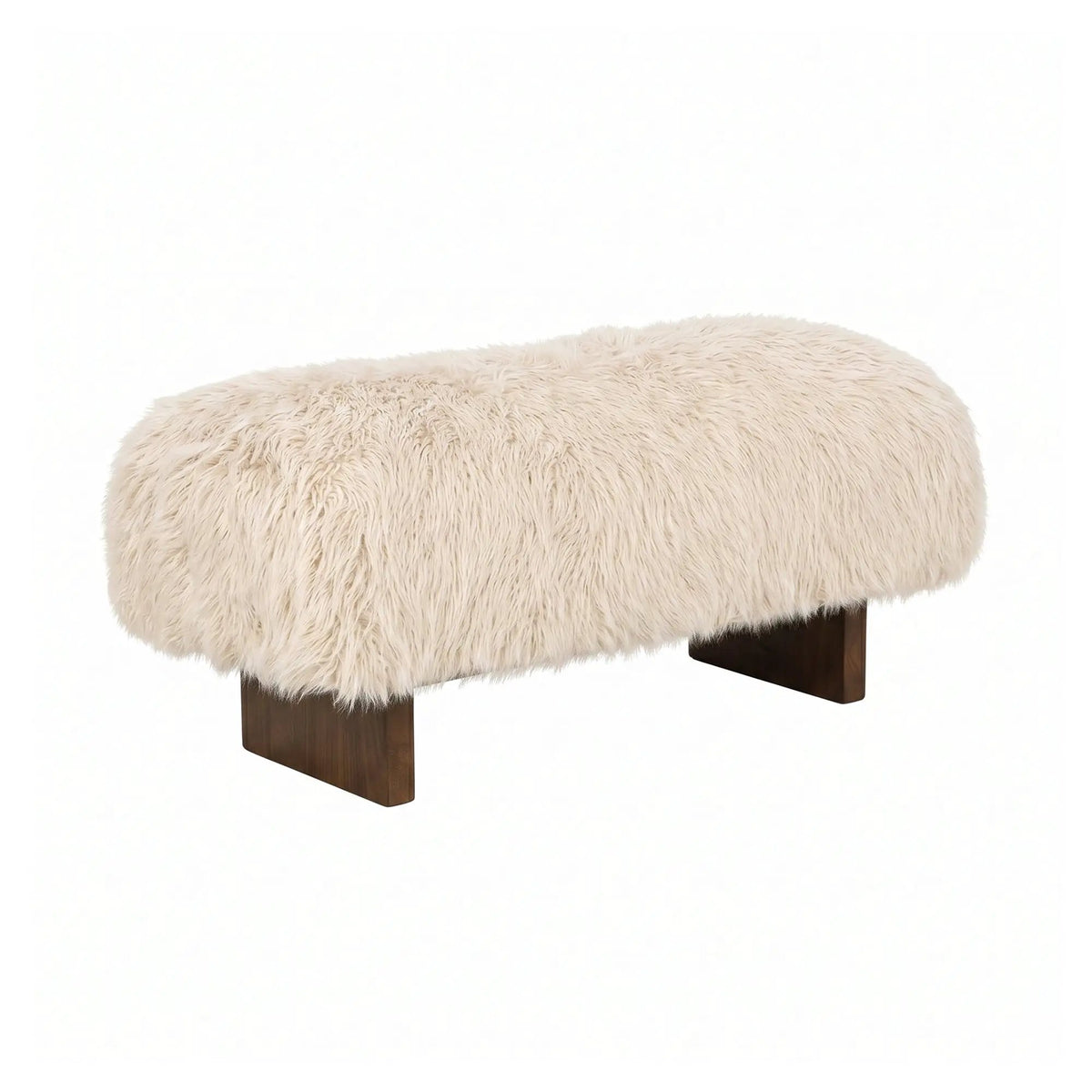 Bench Hair Beige met houten poten 90cm by PTMD