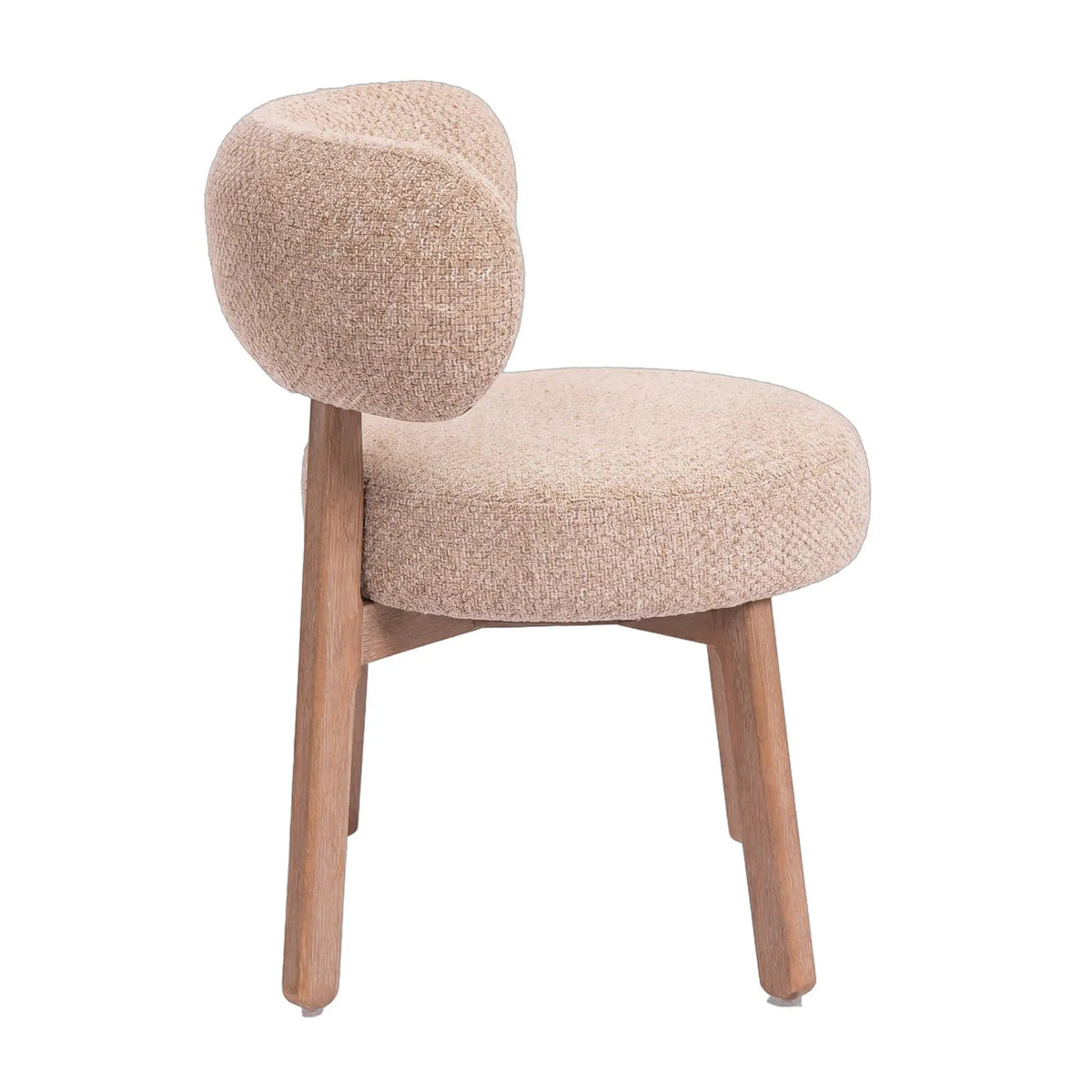 Taupe Lior eetkamerstoel van PTMD met rubberhouten frame, elegante en comfortabele eetkamerstoel voor moderne interieurs.