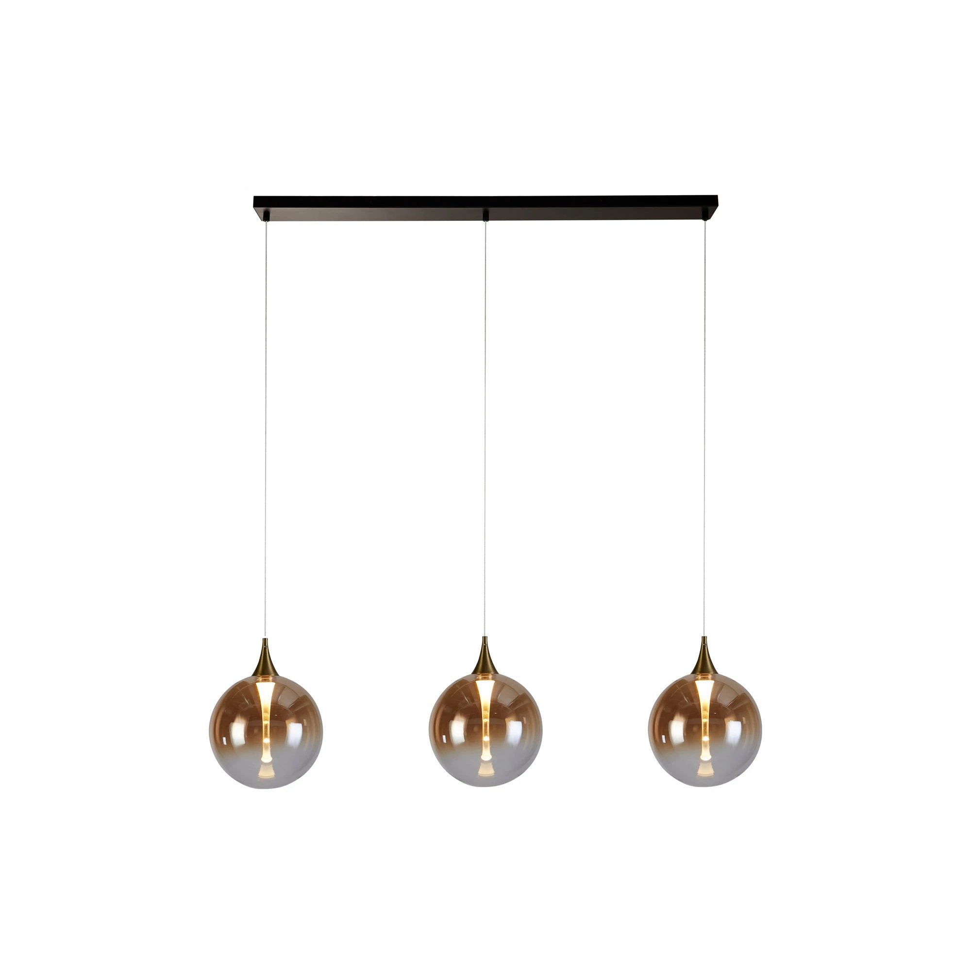 Hanglamp Alchemy LED 3L, Black metal and Amber Glass by Searchlight