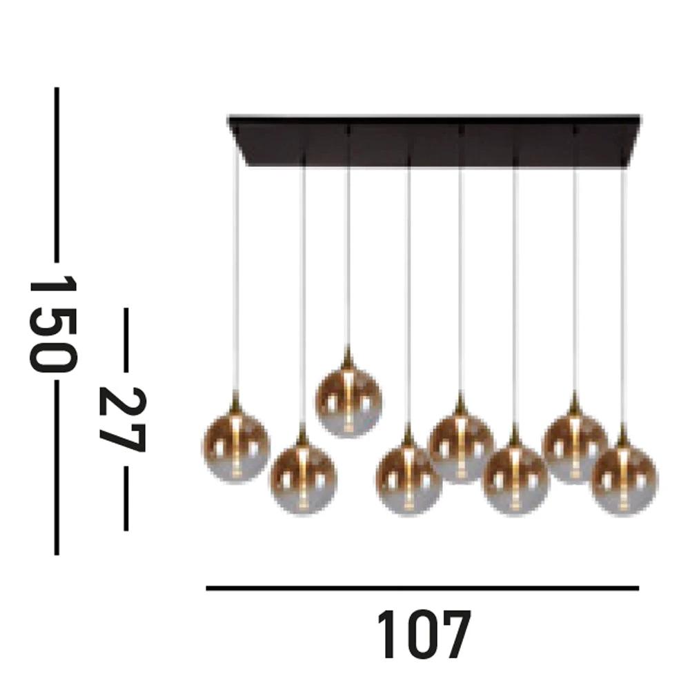 Hanglamp Alchemy LED 8L, Black metal and Amber Glass by Searchlight