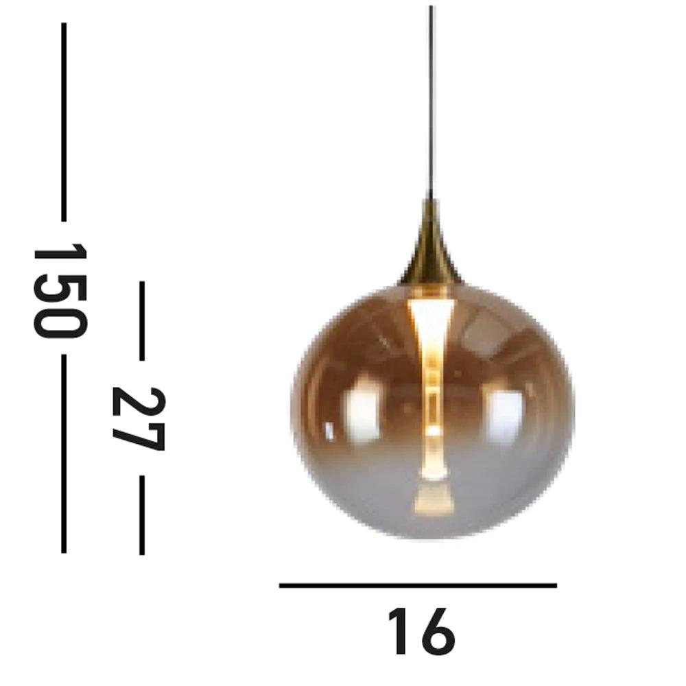 Hanglamp Alchemy LED 5L, Black metal and Amber Glass by Searchlight