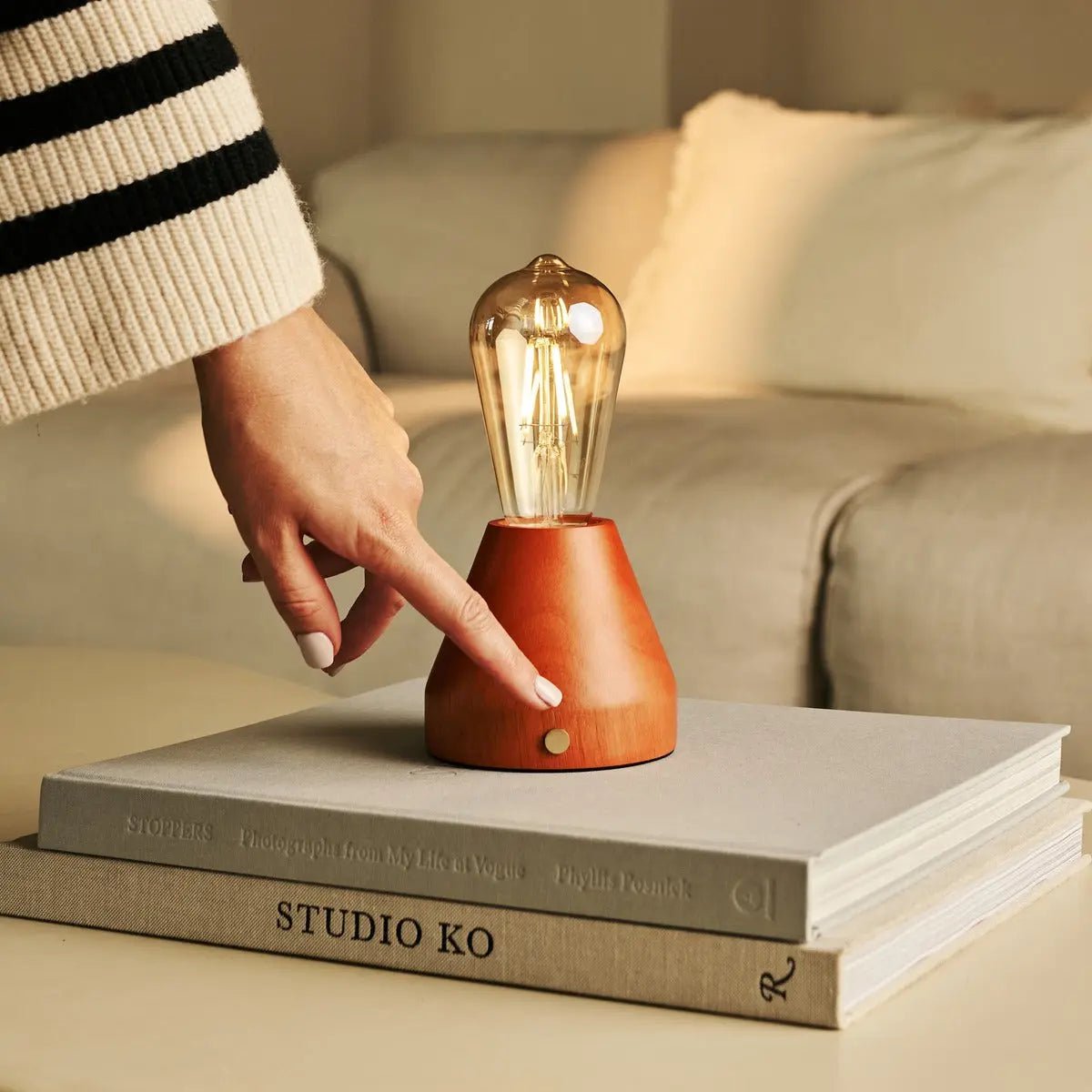 Tafellamp oplaadbaar Zavi kastanje bruin