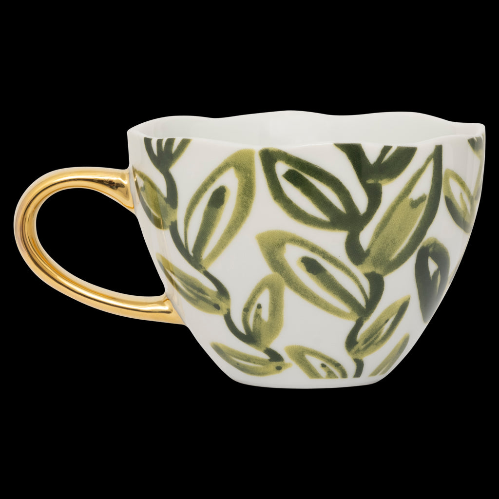 Good Morning kopje Cappuccino/Tea Leaves, Evergreen Sprig
