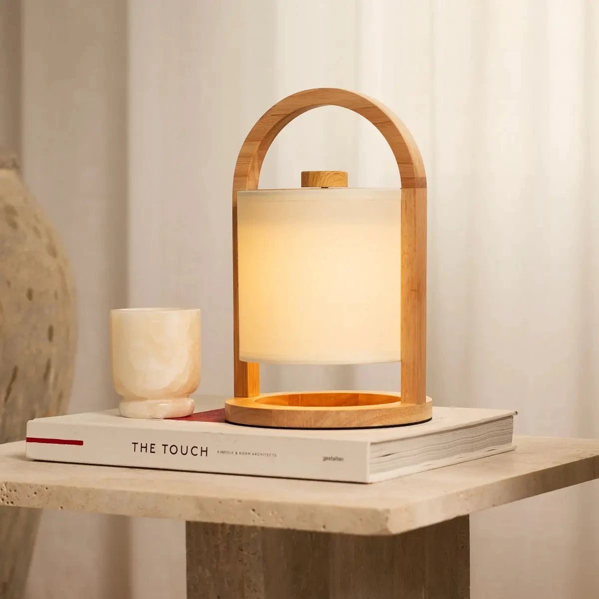 Tafellamp oplaadbaar River licht Bruin Hout by Tavellio - Amsterdam