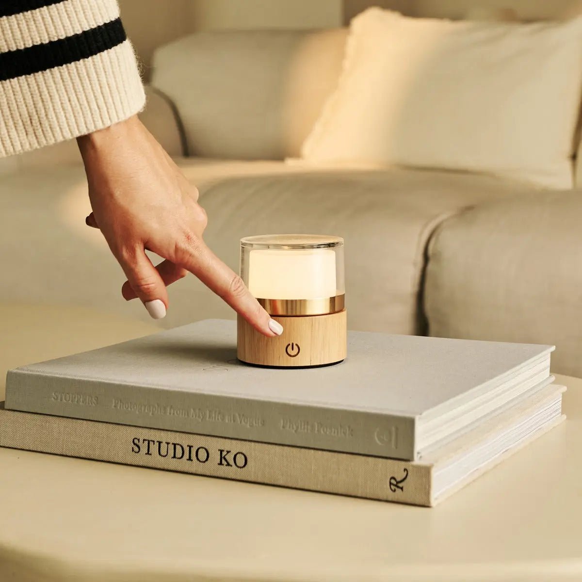 Tafellamp oplaadbaar Leo Lichtbruin