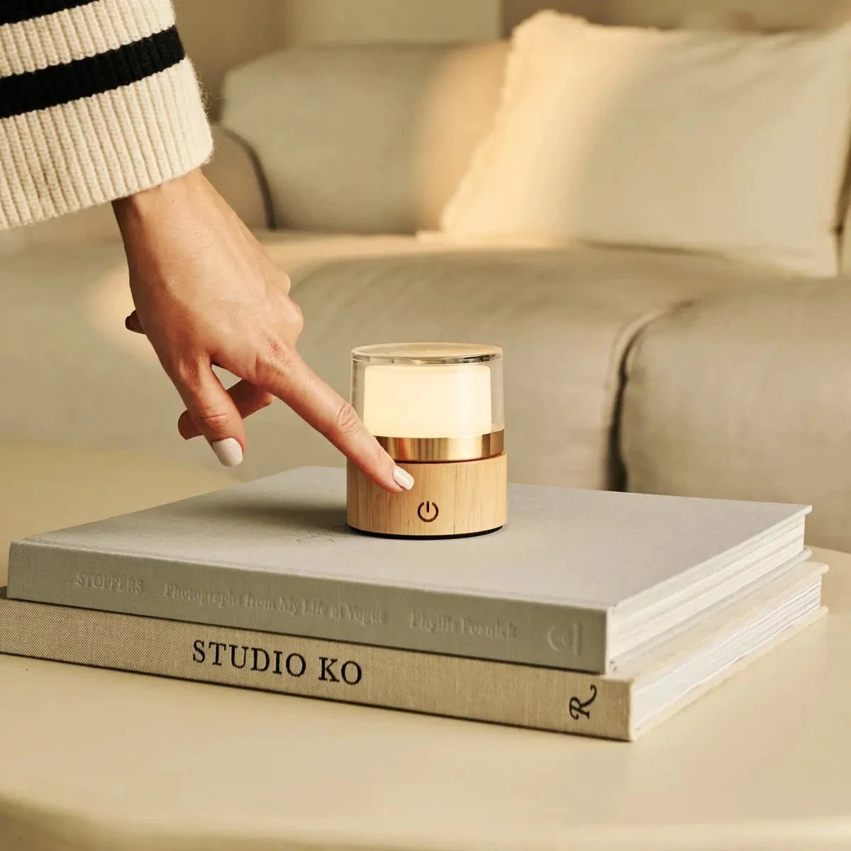 Tafellamp oplaadbaar Leo Lichtbruin by Tavellio - Amsterdam