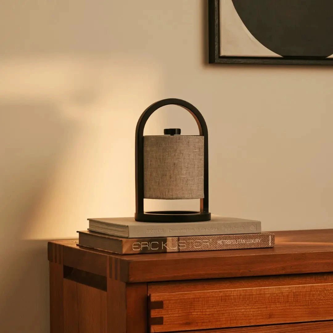 Tafellamp oplaadbaar River Black & Gray Wooden by Tavellio - Amsterdam