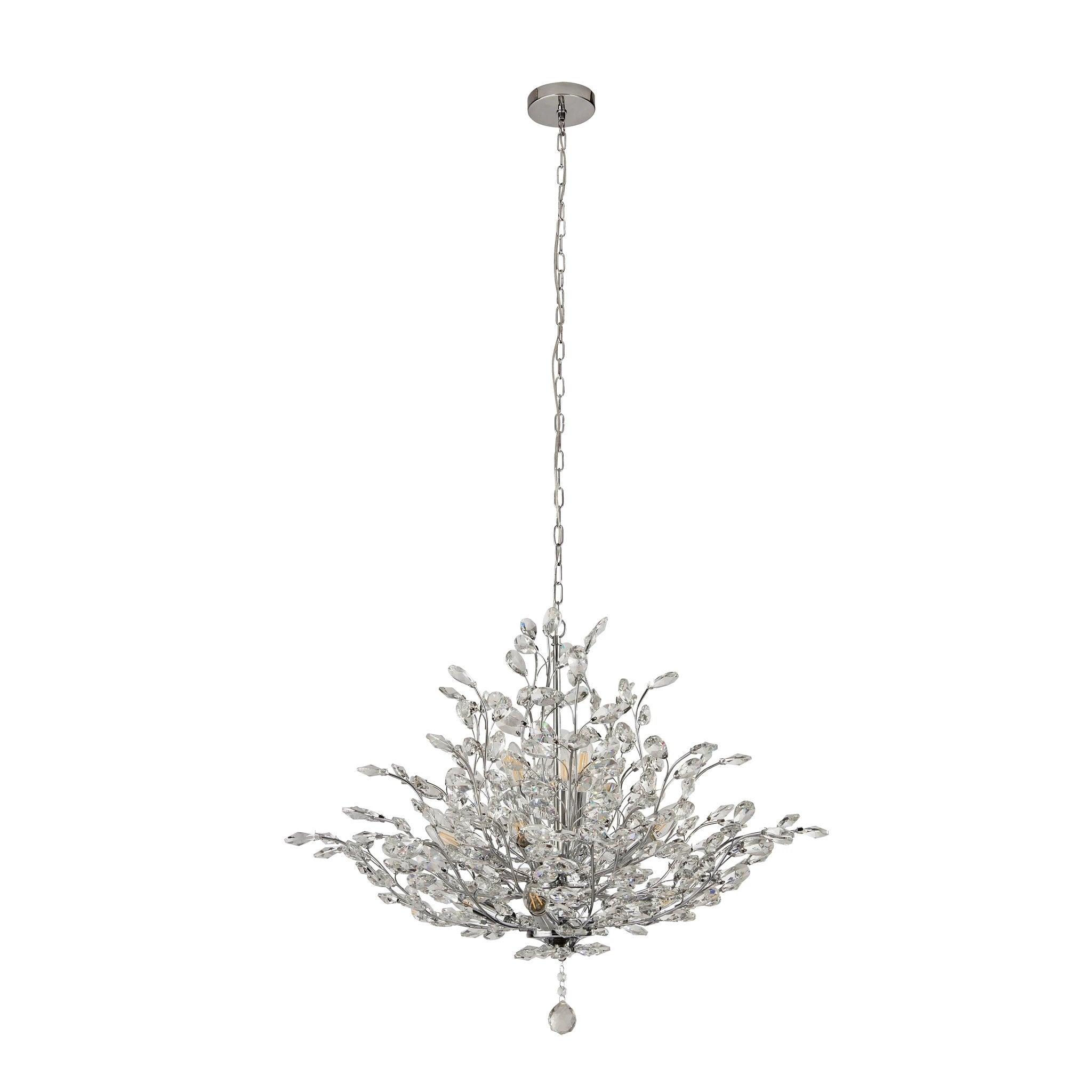 Kroonluchter Bouquet 11Lt Chrome Metal & Crystal by Searchlight