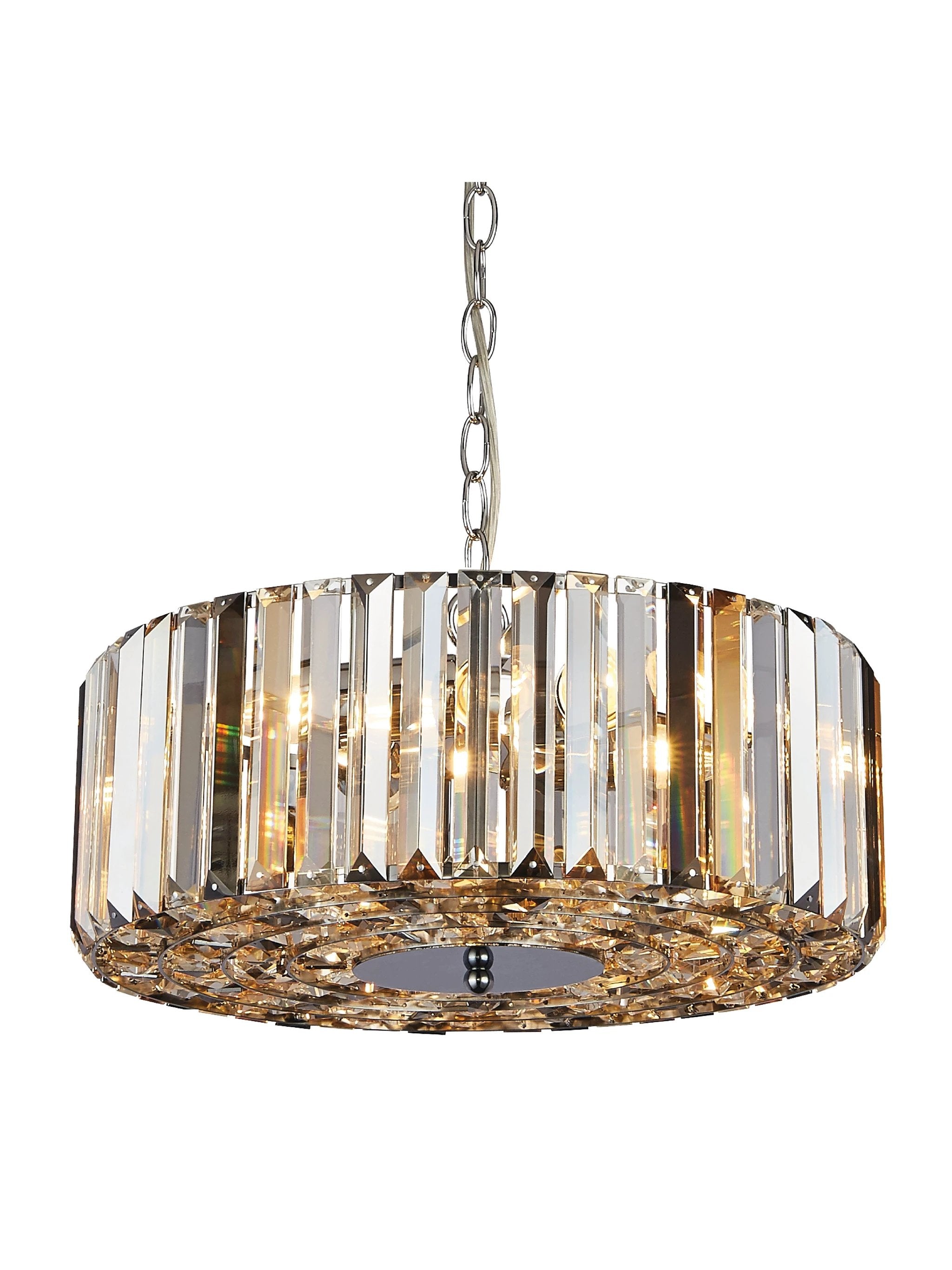 Hanglamp/Plafondlamp Chapeau 5Lt Chrome & Mixed Glass by Searchlight