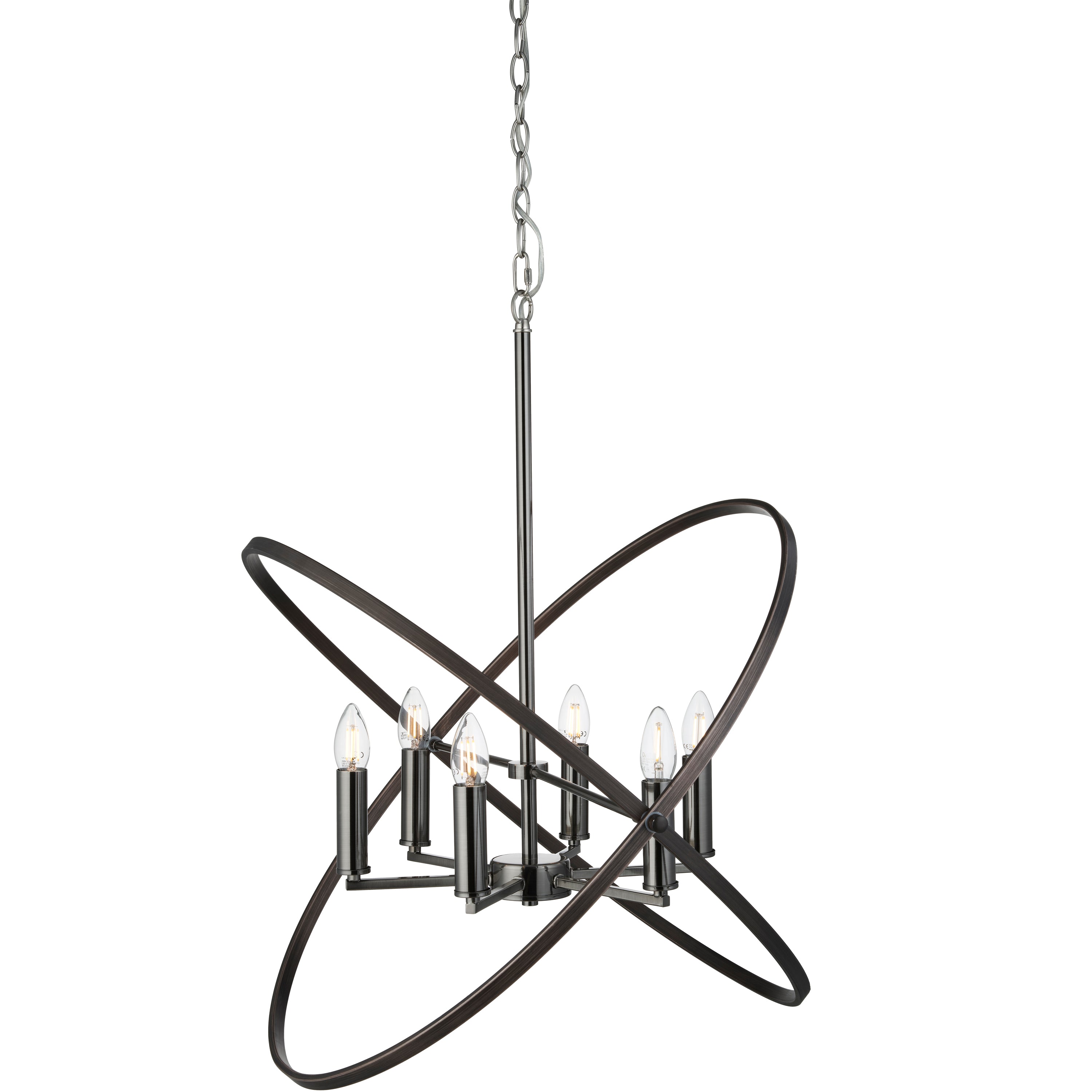 Hoopla 6Lt Pendant - Pewter Metal