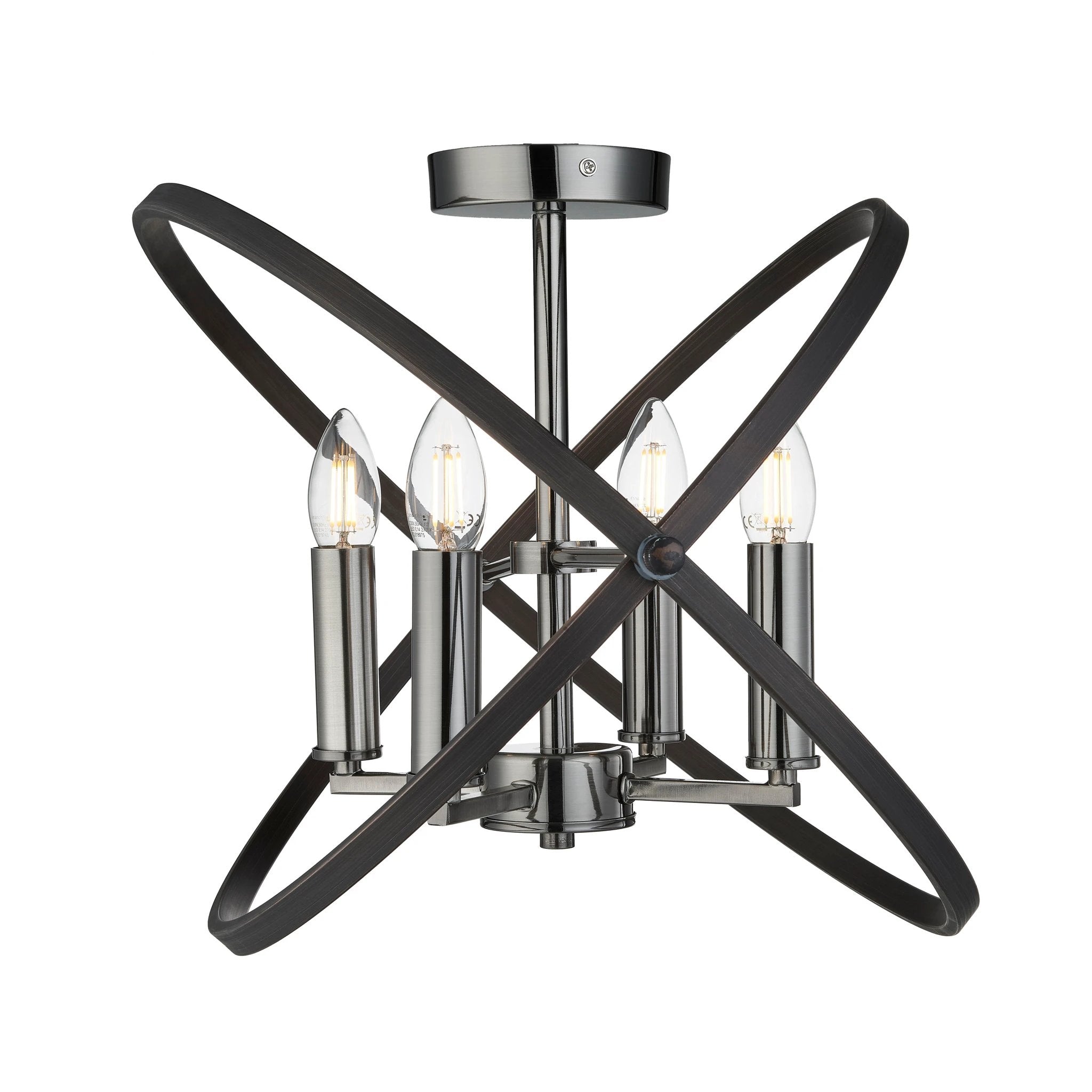 Hanglamp Hoopla 4Lt - Pewter Metal by Searchlight