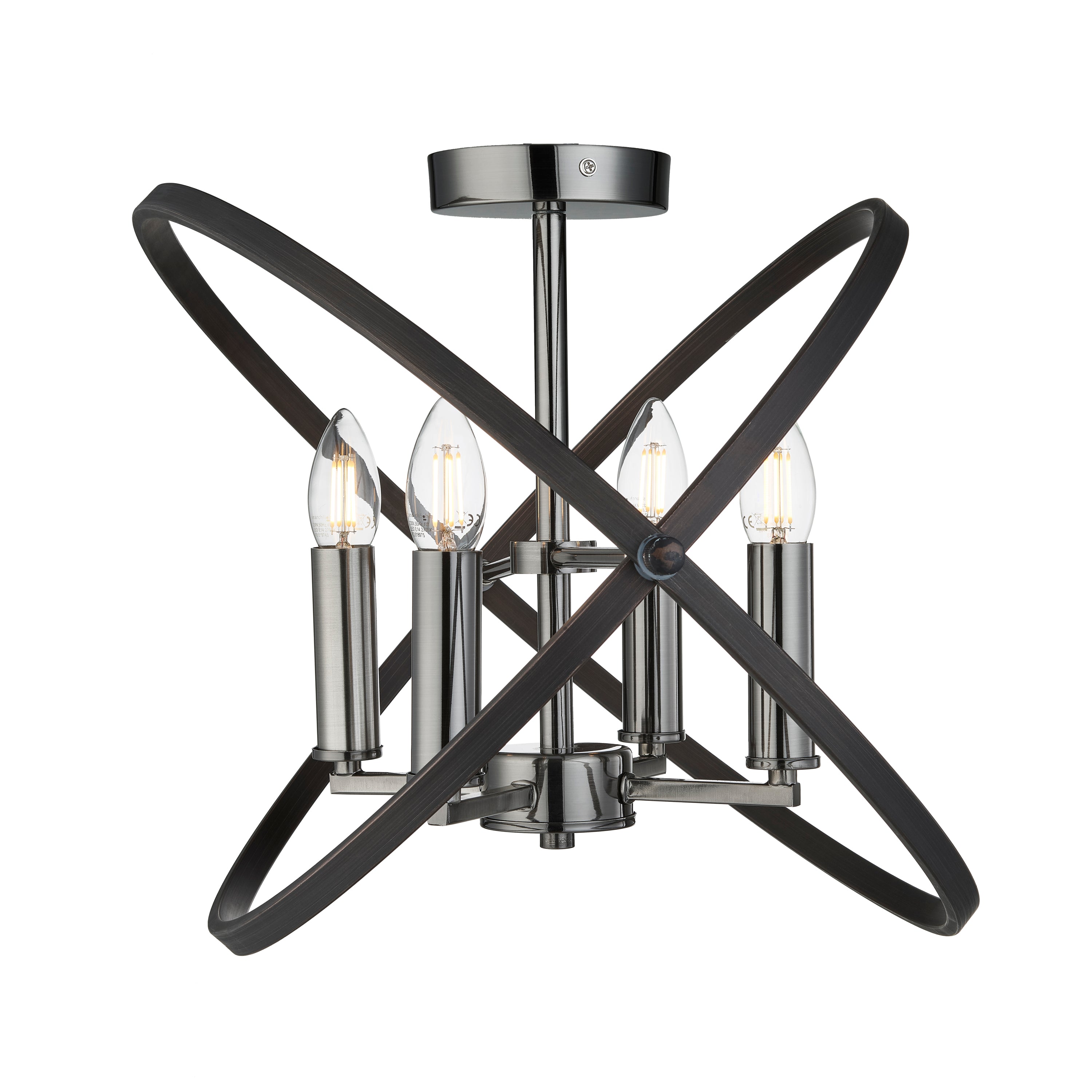 Hoopla 4Lt Semi-Flush - Pewter Metal