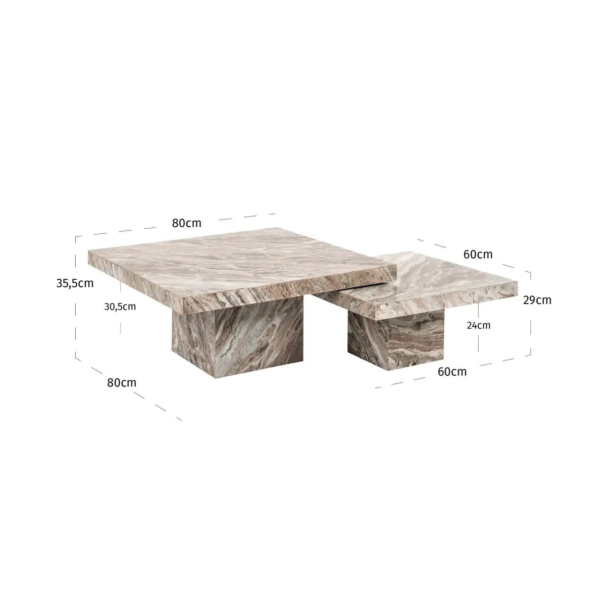Salontafel Rashford Blush beige (Set van 2) by Richmond Interiors