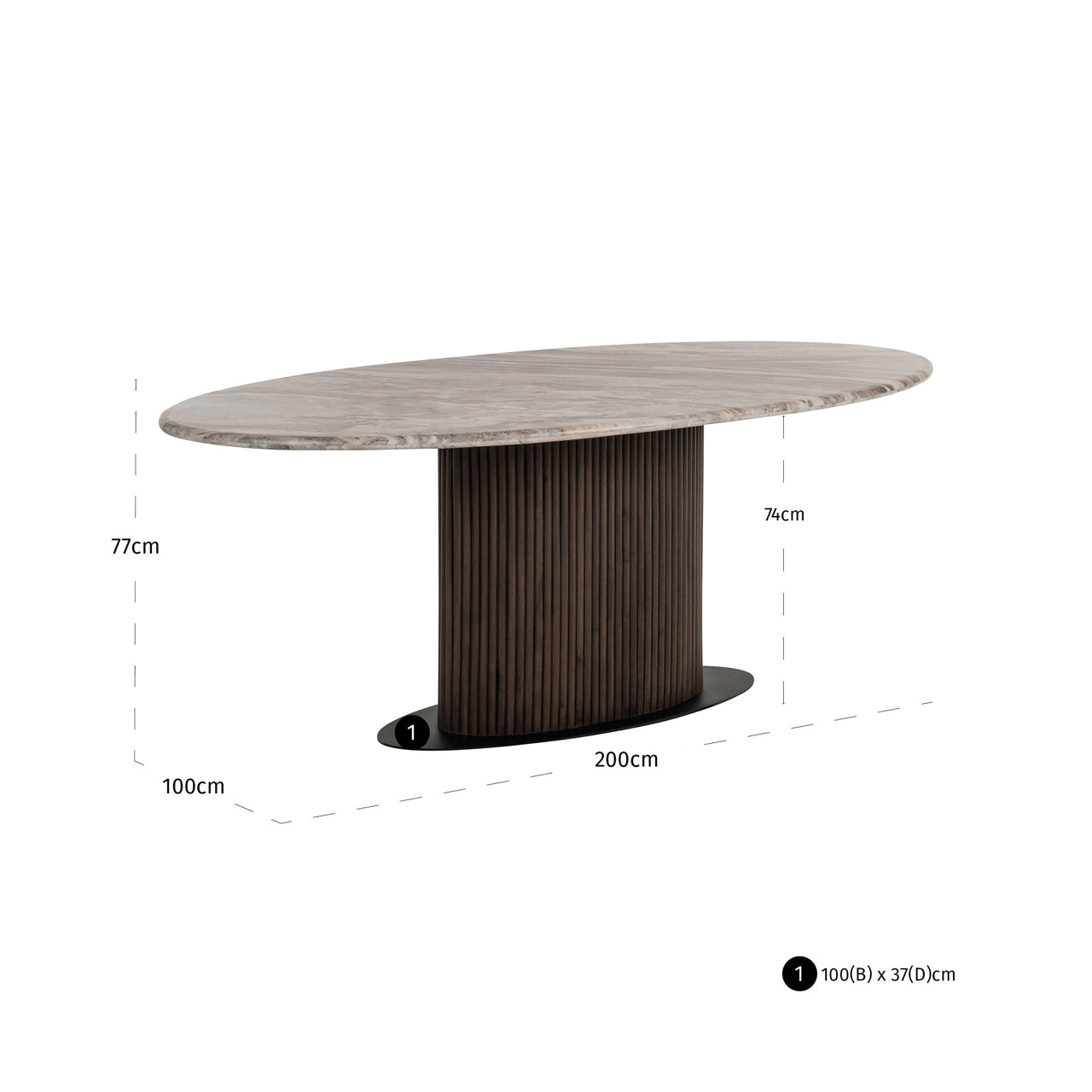 Eettafel Rasford donkerbruin ovaal by Richmond Interiors
