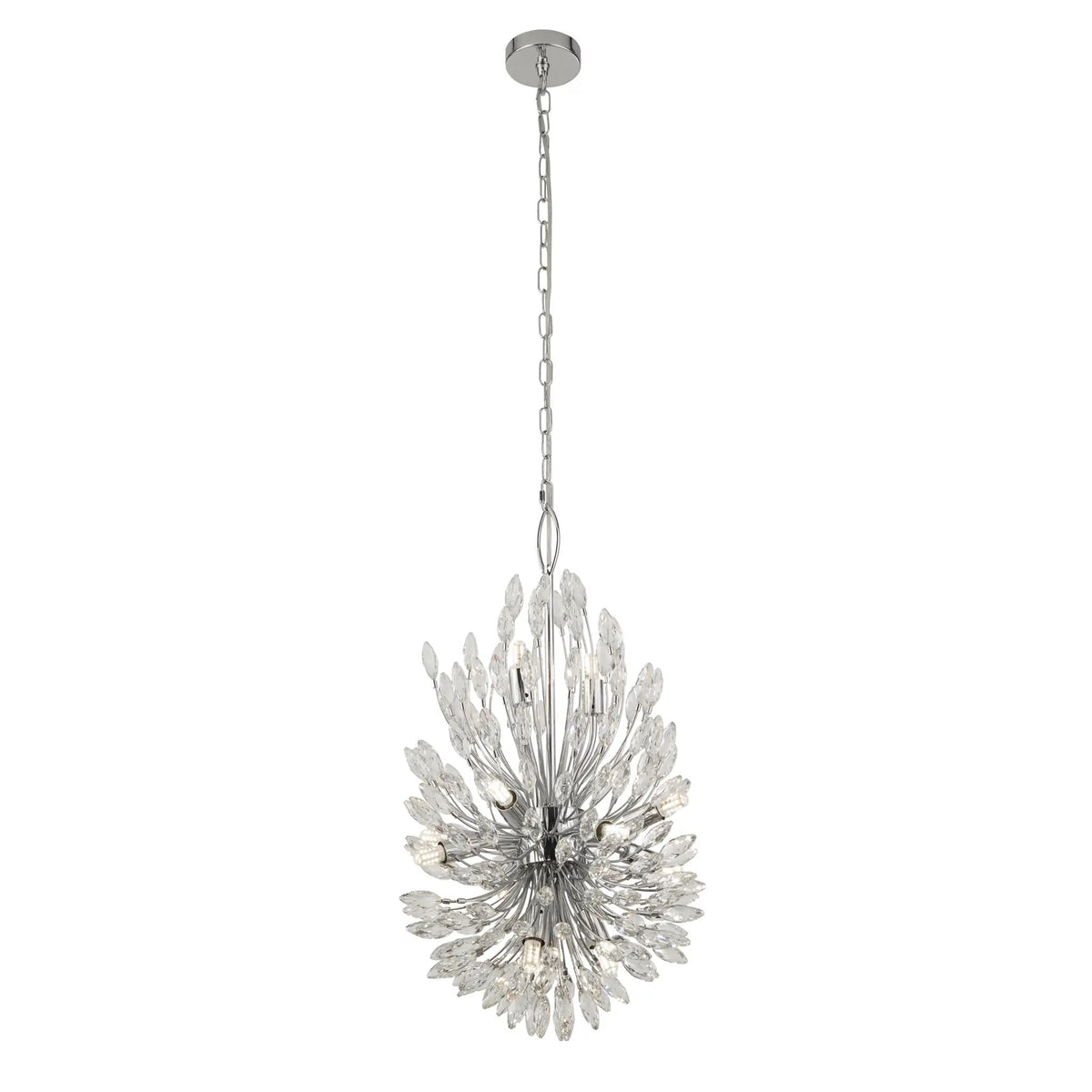 Hanglamp Peacock 14-lichts - Chrome and Clear by Searchlight