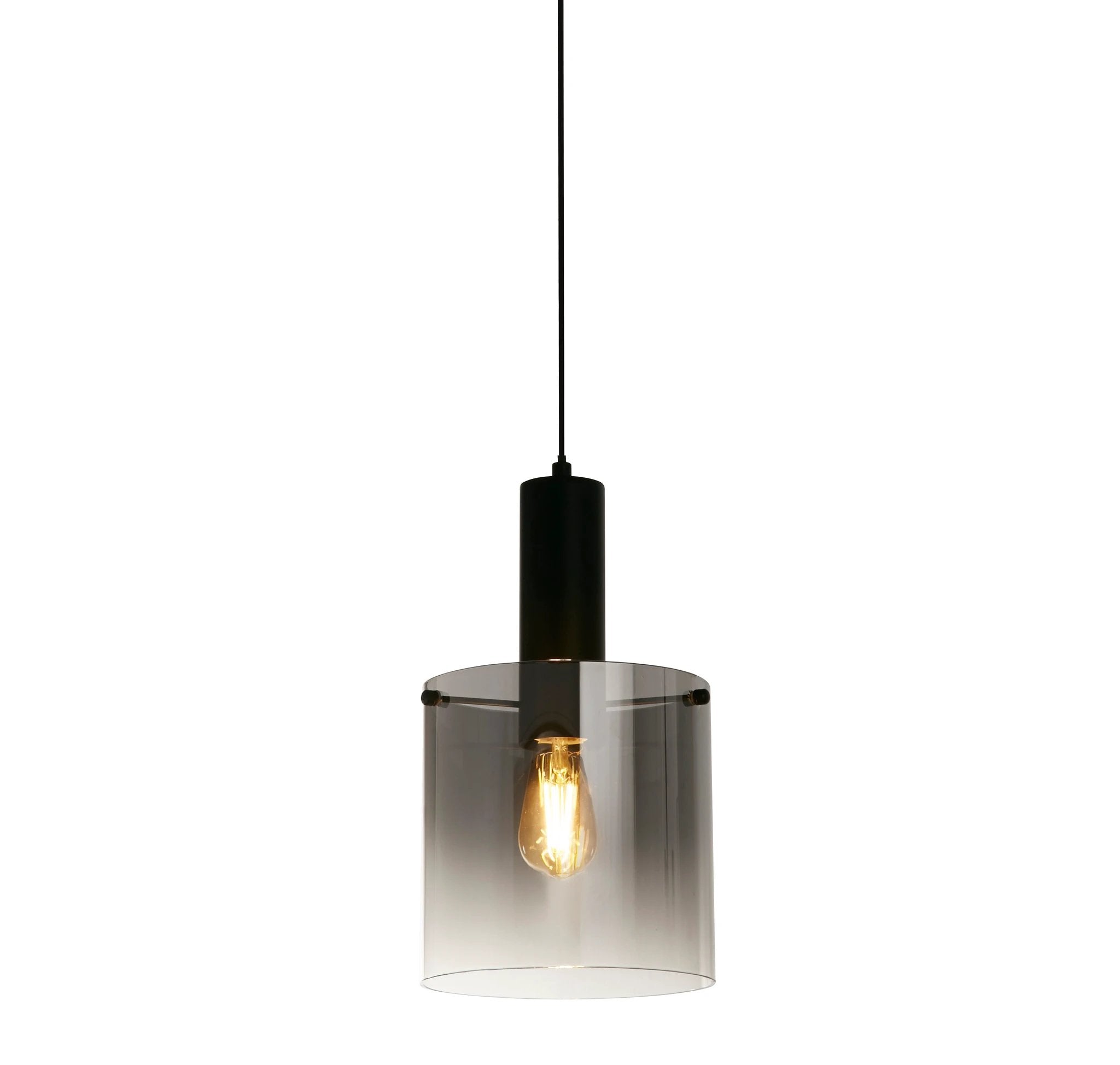 Hanglamp Sweden - Matt Black Metal & Smoked Ombre Glass by Searchlight