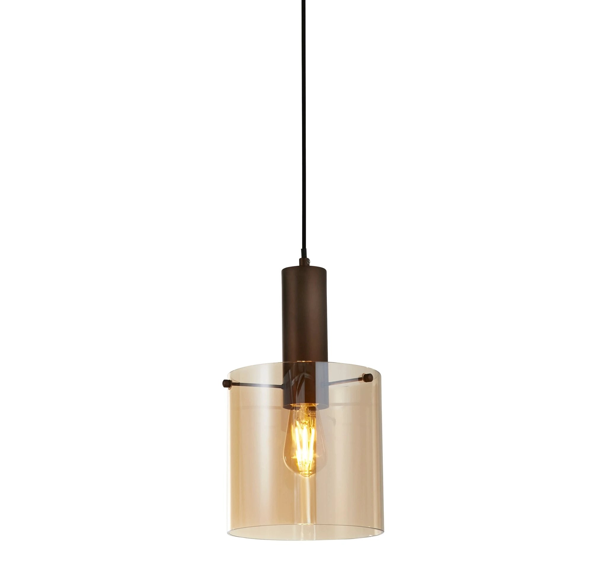 Hanglamp Sweden - Mocha Metal & Amber Glass by Searchlight