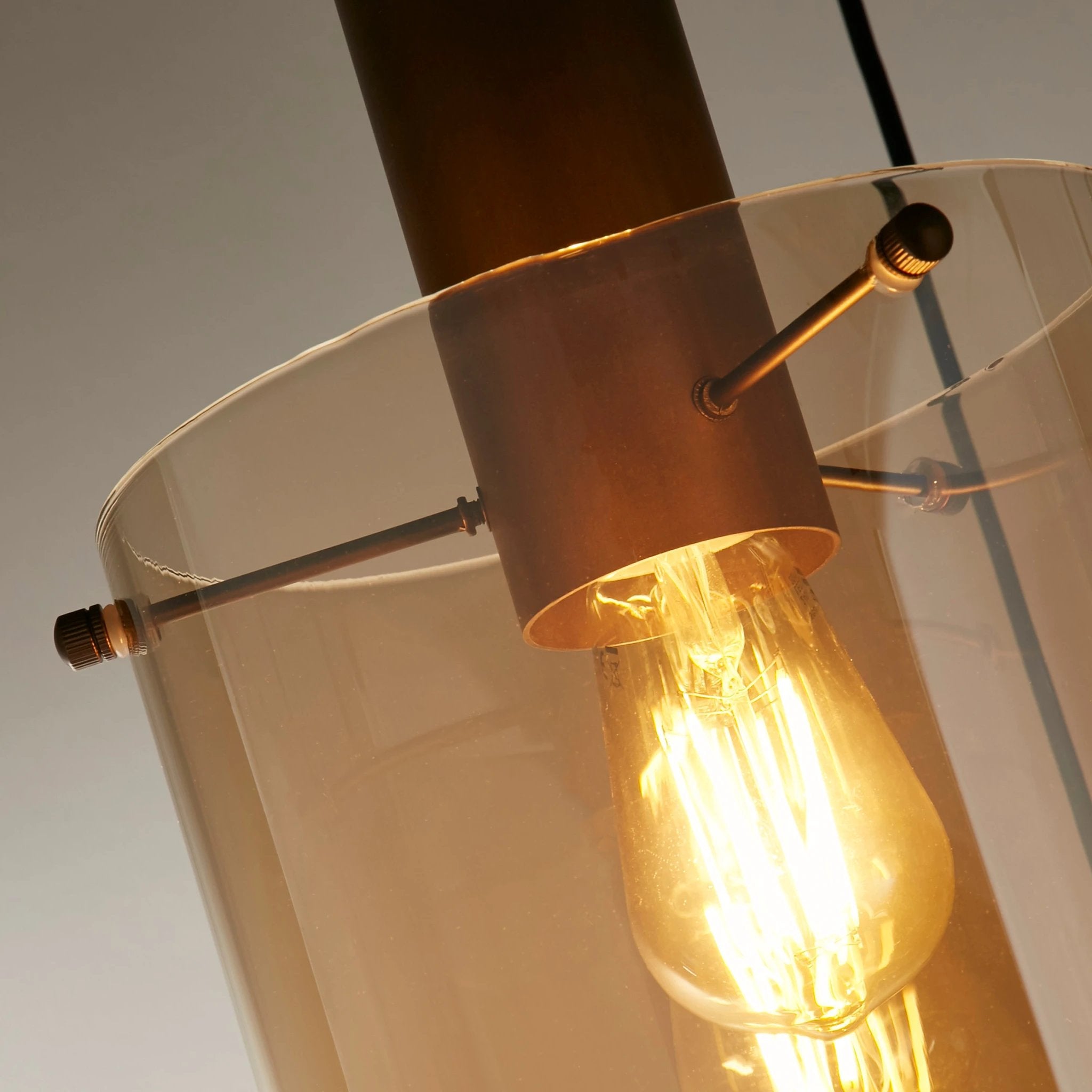 Hanglamp Sweden 3Lt getrapt - Mocha Metal & Amber Glass by Searchlight