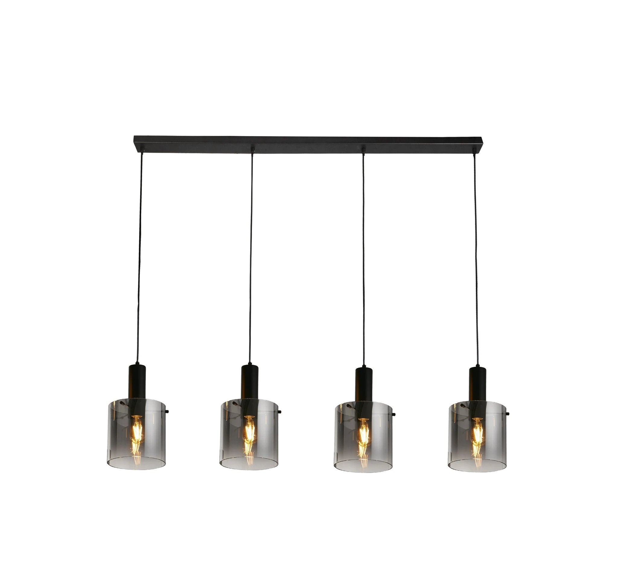Hanglamp Sweden 4Lt - Black Metal & Smoked Ombre Glass by Searchlight