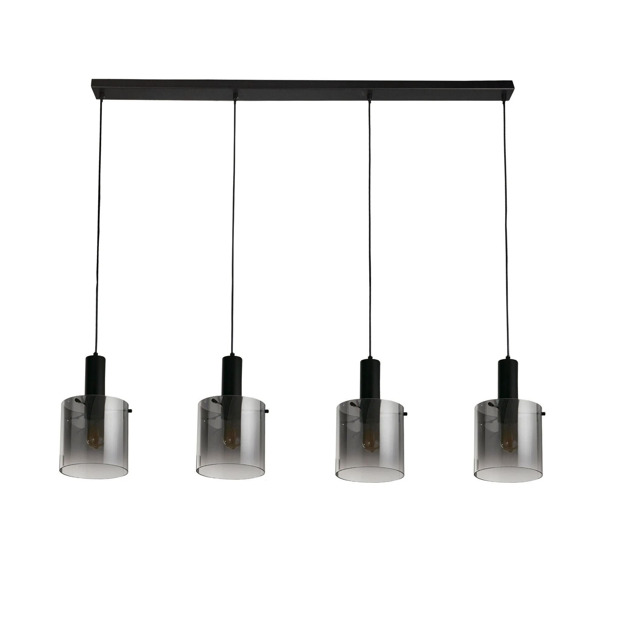 Hanglamp Sweden 4Lt - Black Metal & Smoked Ombre Glass by Searchlight