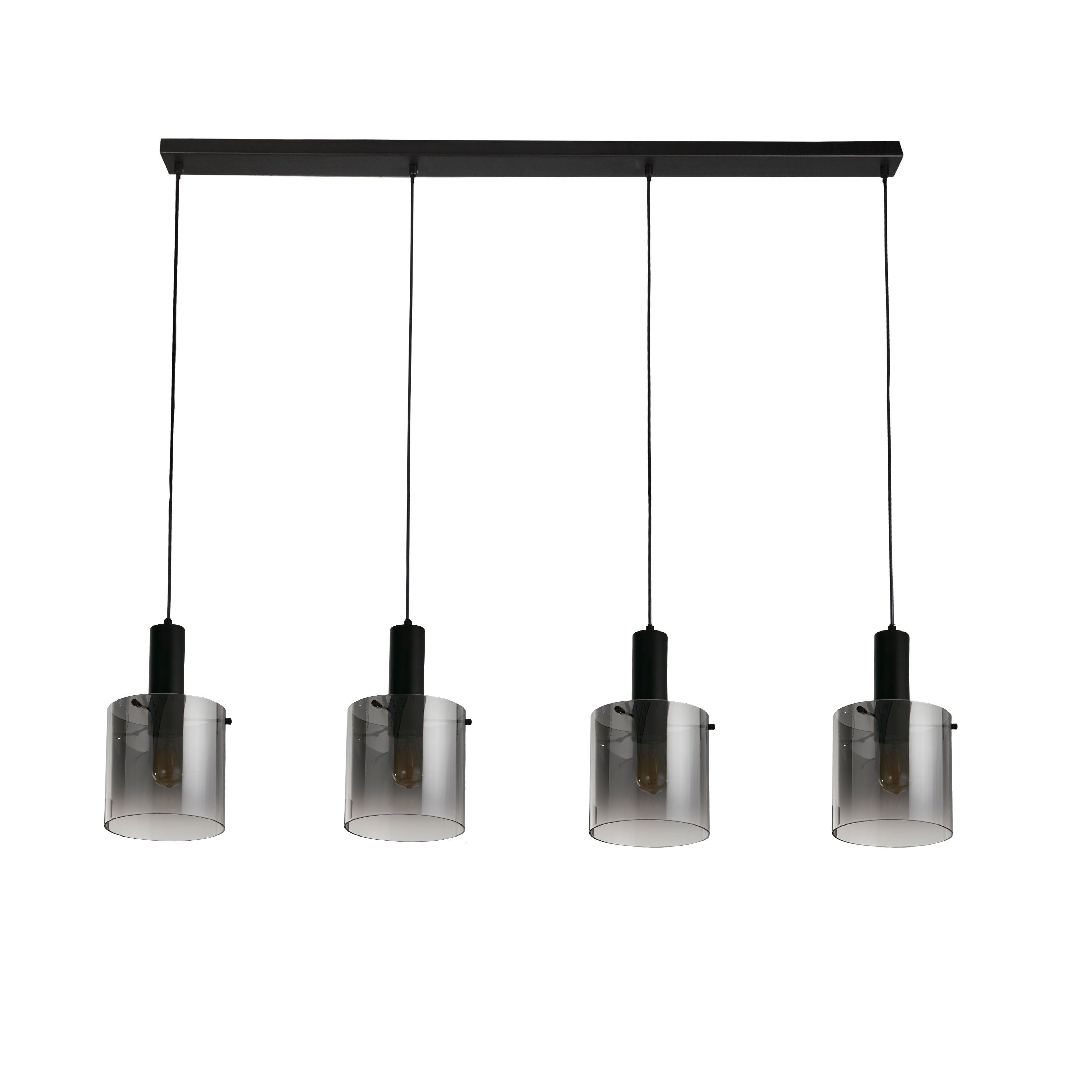 Sweden 4Lt Bar Pendant - Black Metal & Smoked Ombre Glass
