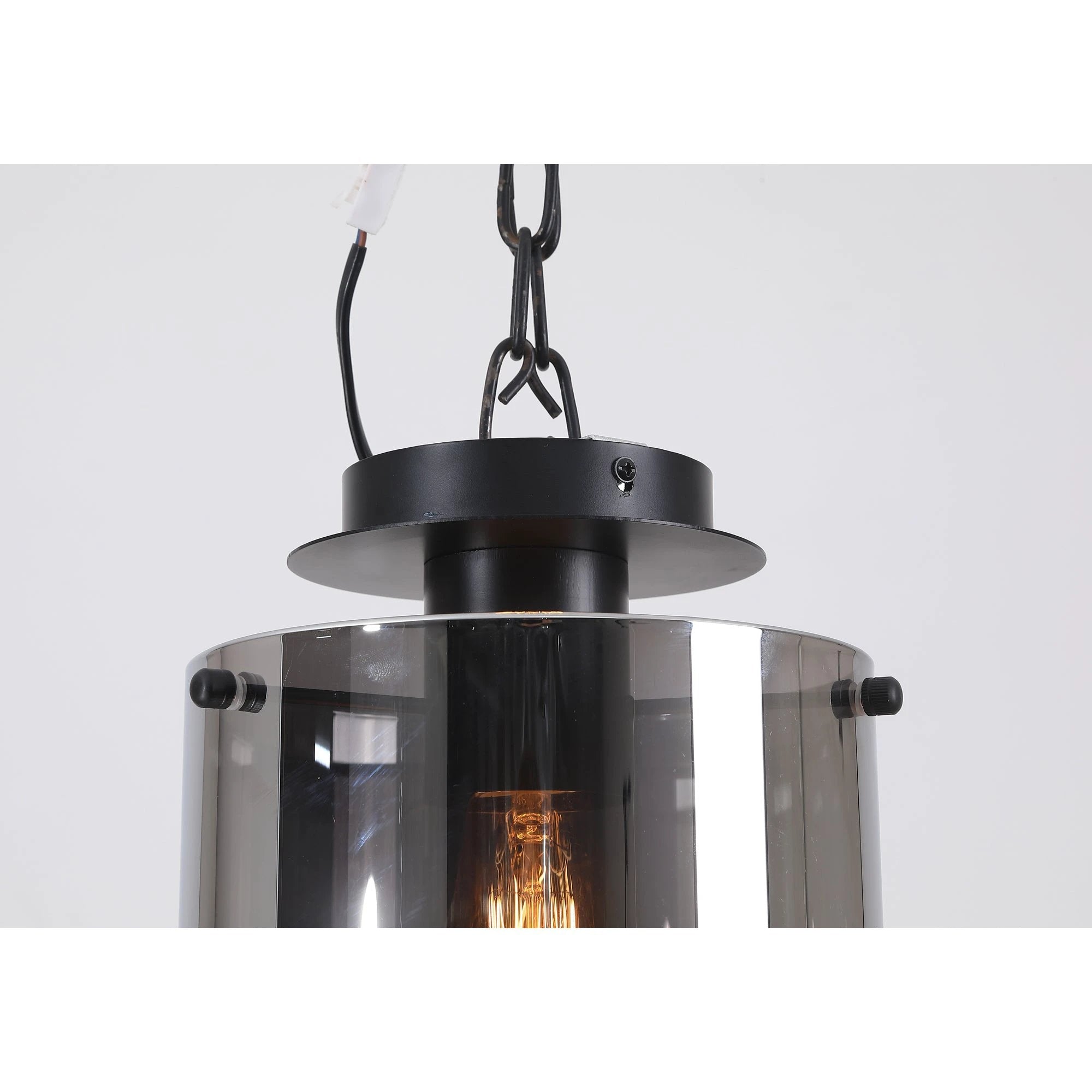 Plafondlamp Sweden 1Lt - Matt Black & Smoked Glass by Searchlight