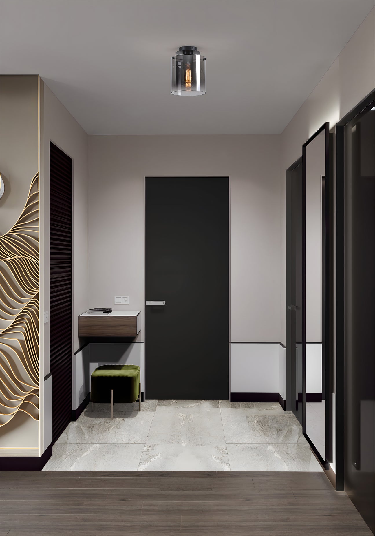 Sweden 1Lt Flush - Matt Black & Smoked Glass