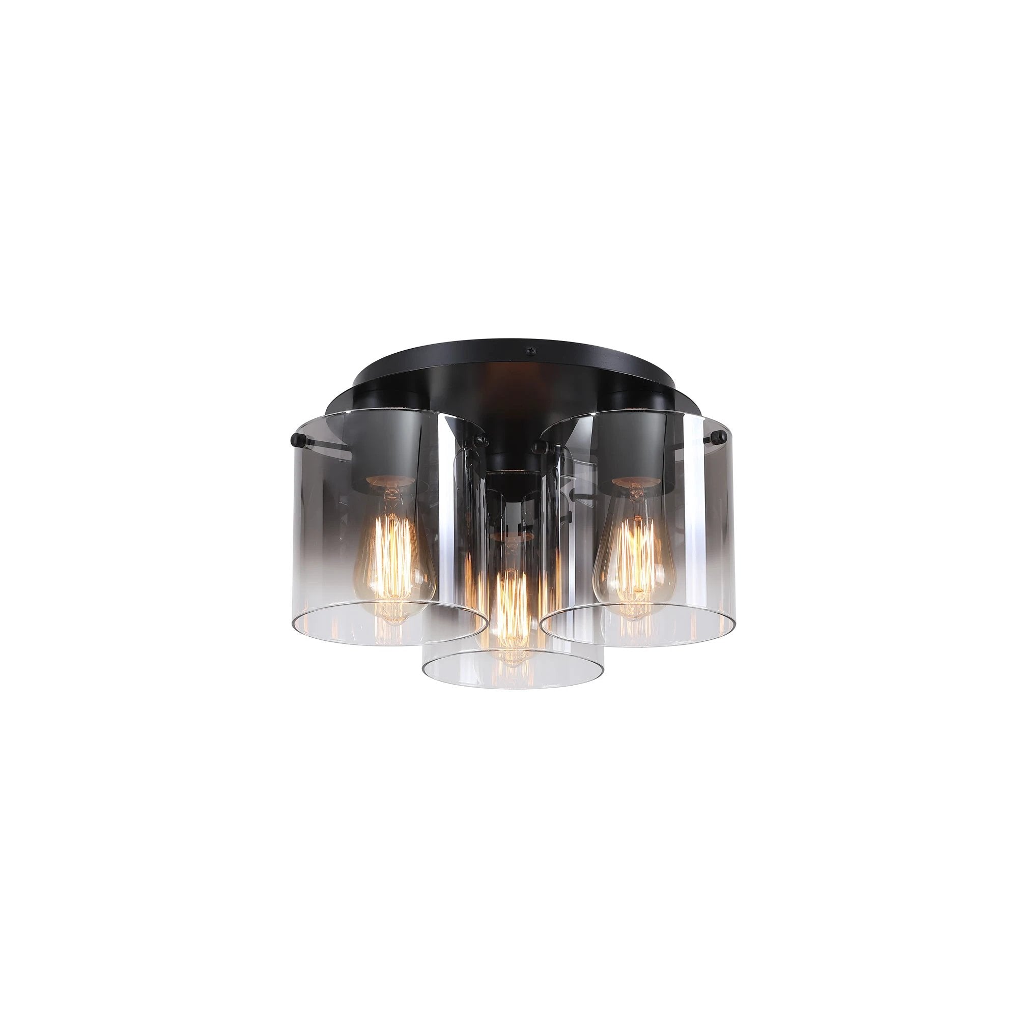 Plafondlamp Sweden 3LT - Matt Black & Smoked Glass by Searchlight