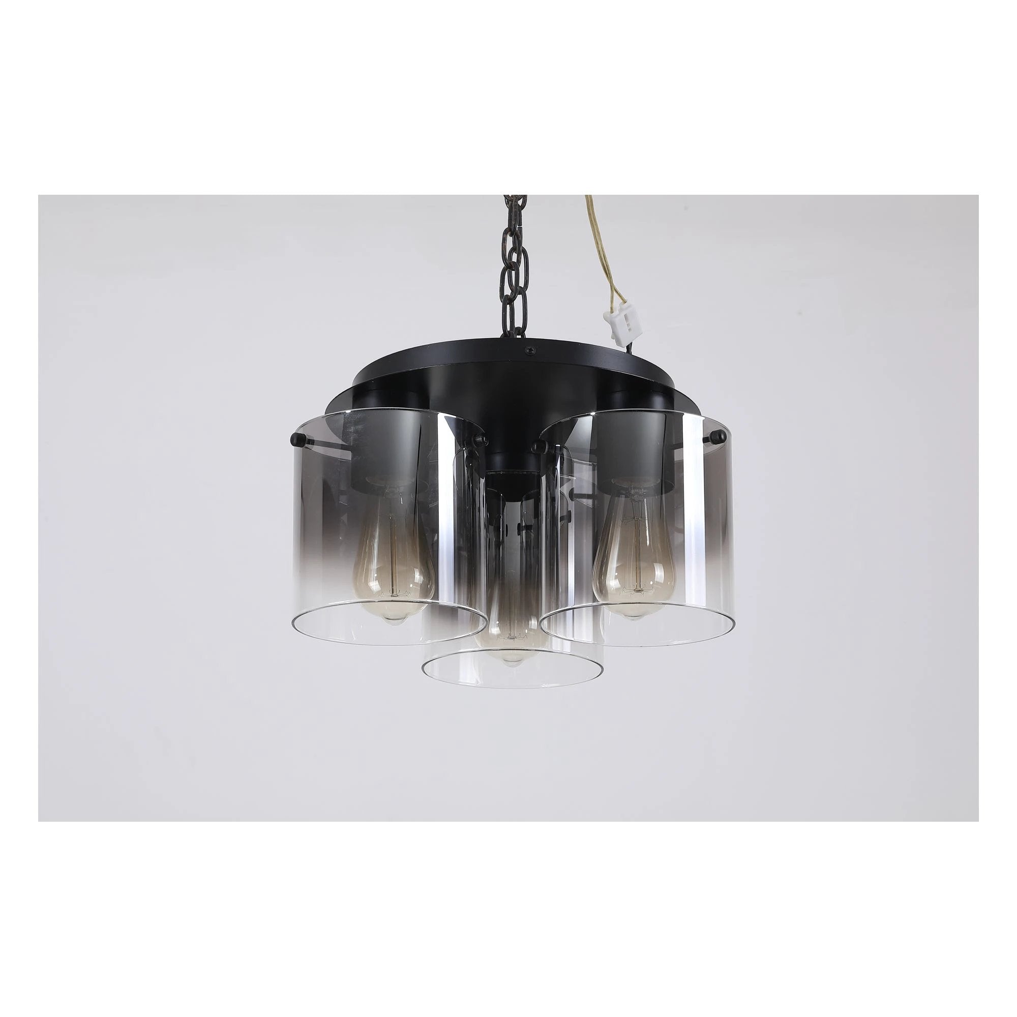 Plafondlamp Sweden 3LT - Matt Black & Smoked Glass by Searchlight