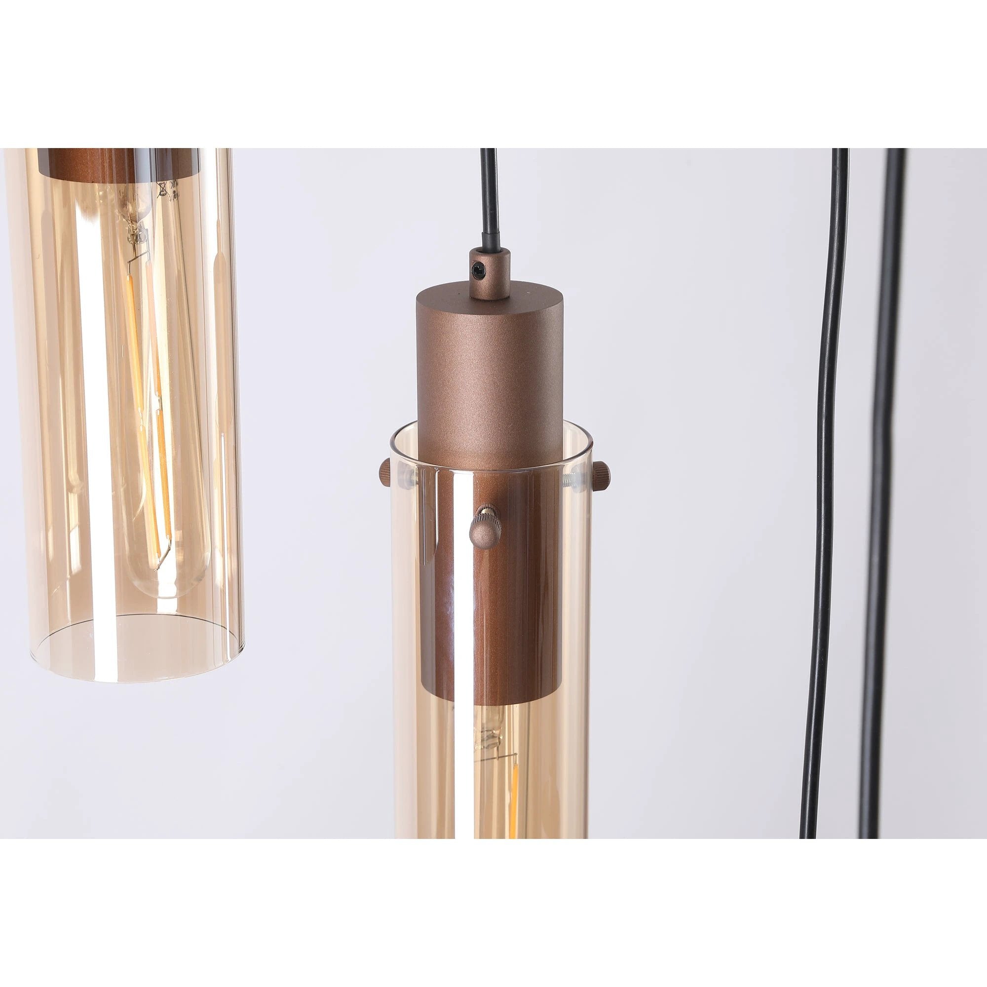 Hanglamp Sweden II 8Lt - Mocha Metal & Amber Glass by Searchlight