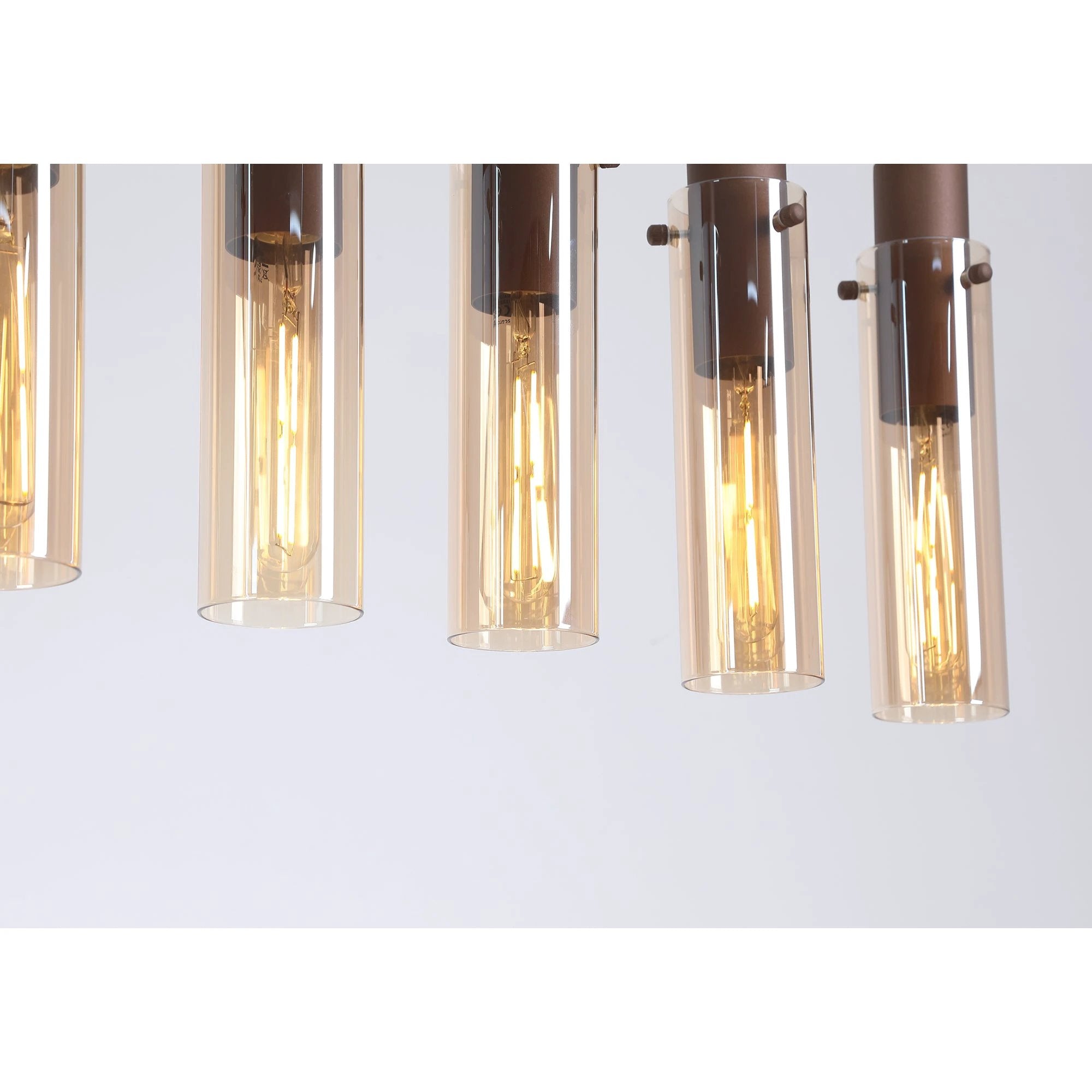 Hanglamp Sweden II 8Lt - Mocha Metal & Amber Glass by Searchlight