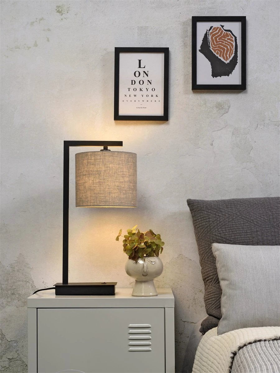 Tafellamp Boston - Zwart/Taupe - 18x18x44cm by it's about RoMi