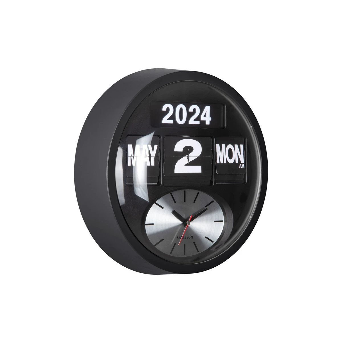 Wandklok Round Flip Zwart by Karlsson