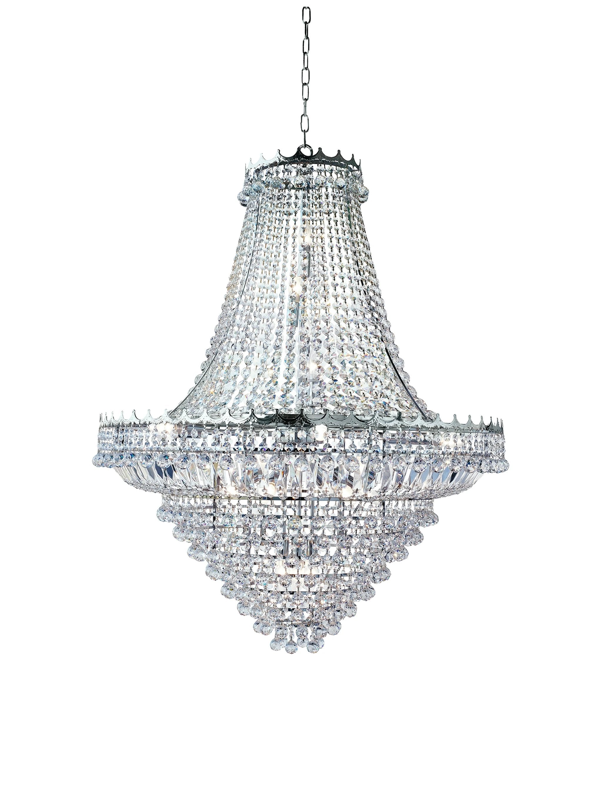 Kroonluchter Versailles 19Lt Chrome Metal & Crystal by Searchlight