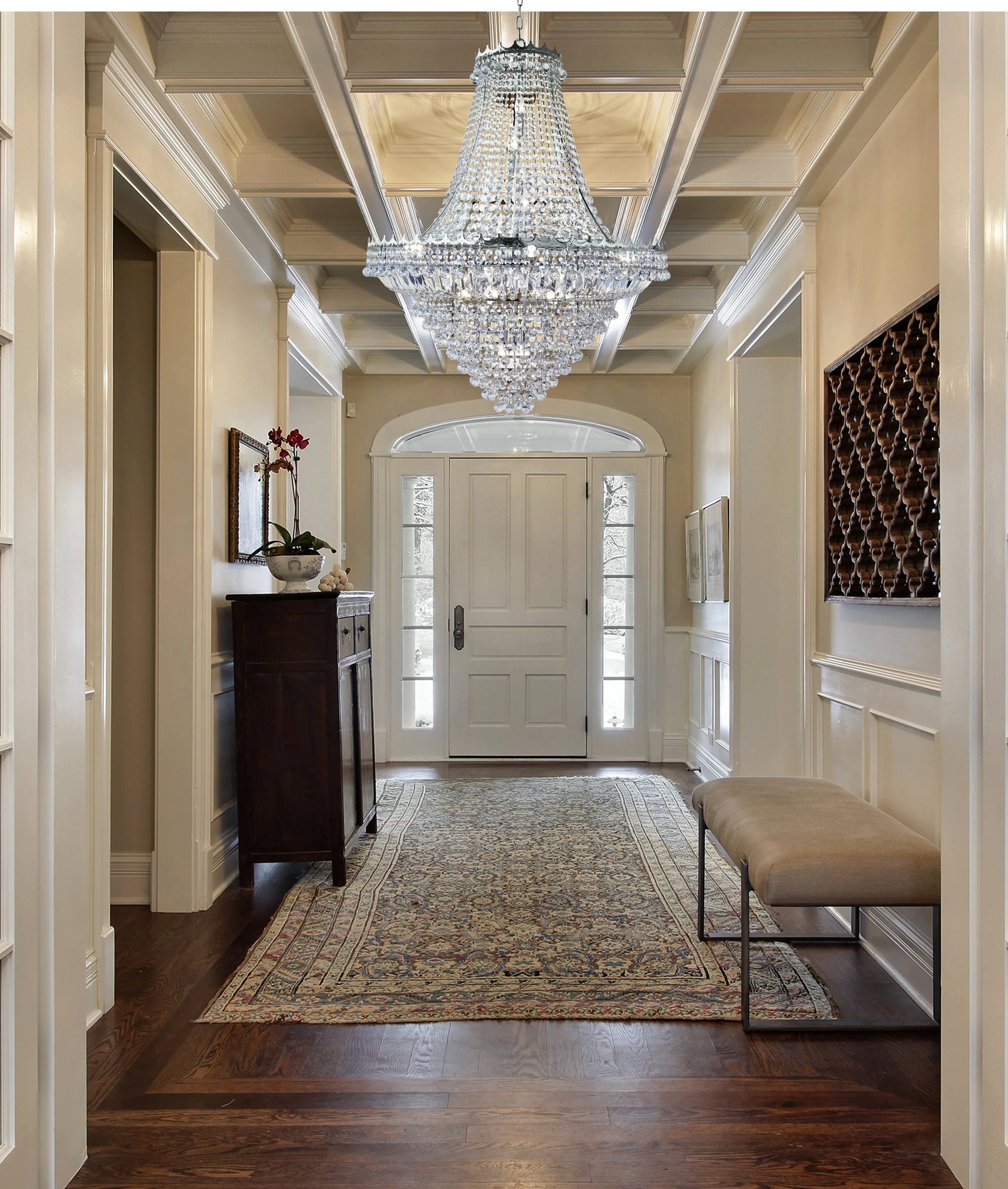 Kroonluchter Versailles 19Lt Chrome Metal & Crystal by Searchlight