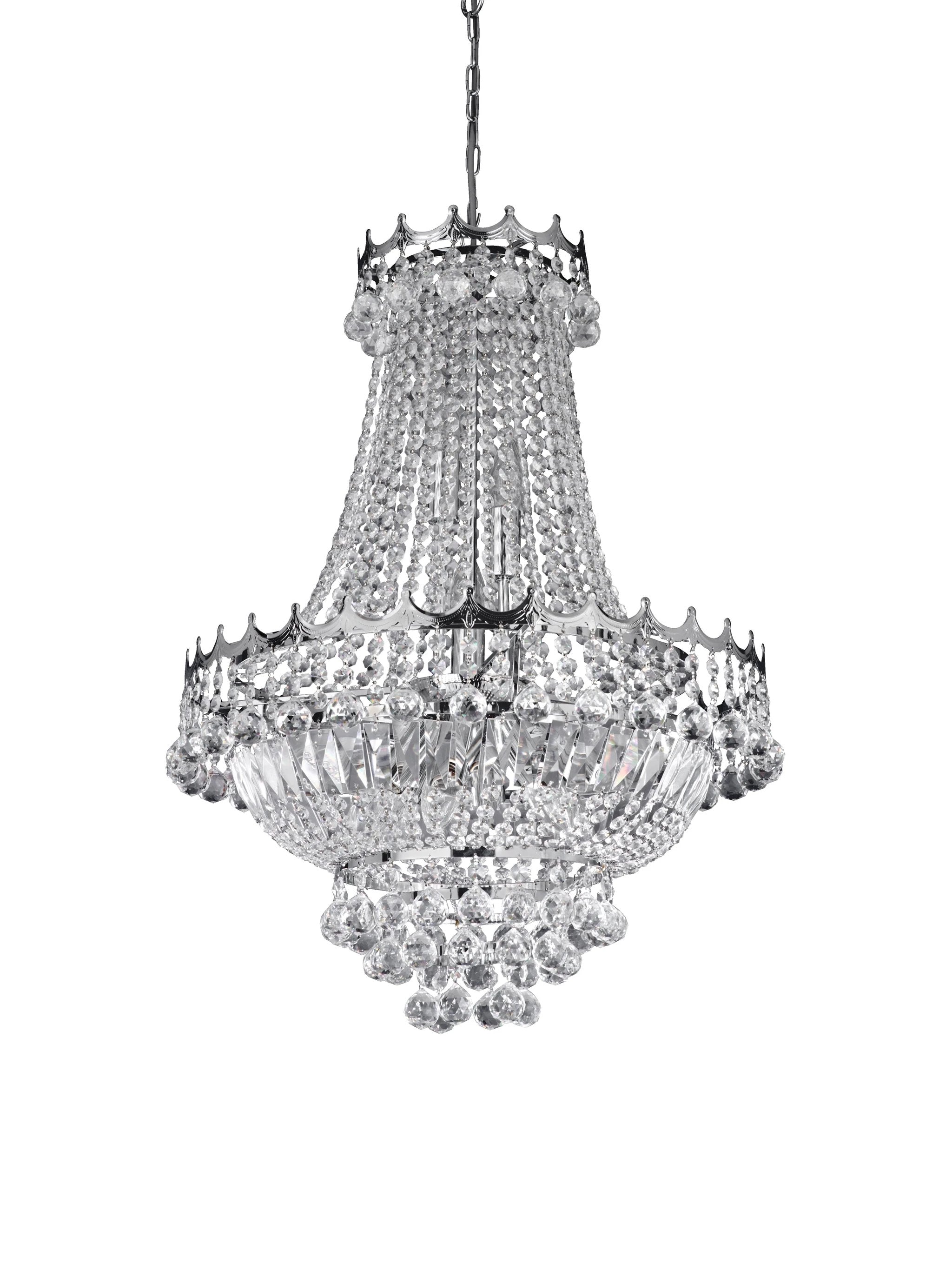Kroonluchter Versailles 9Lt Chrome Metal & Crystal by Searchlight