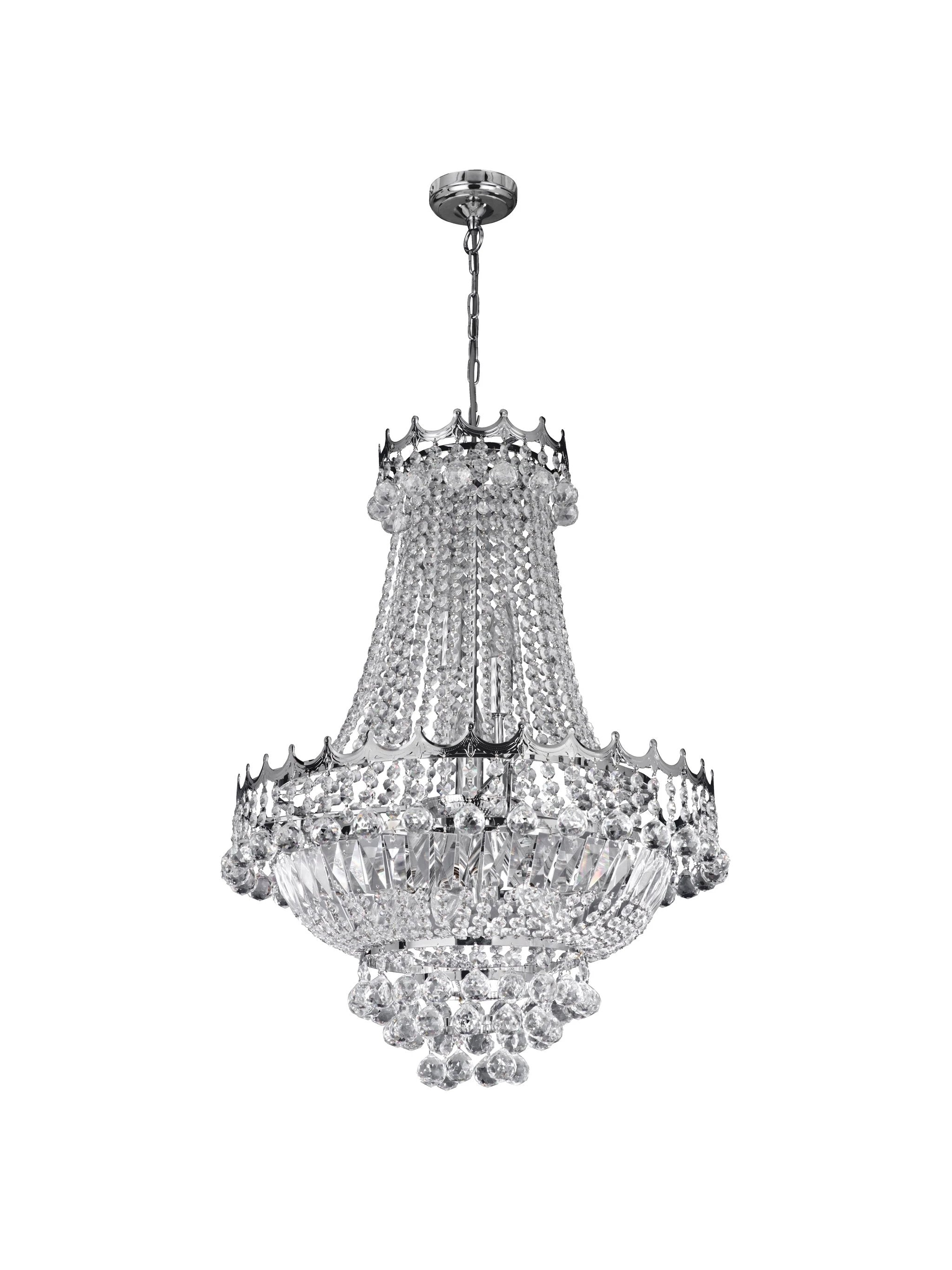 Kroonluchter Versailles 9Lt Chrome Metal & Crystal by Searchlight