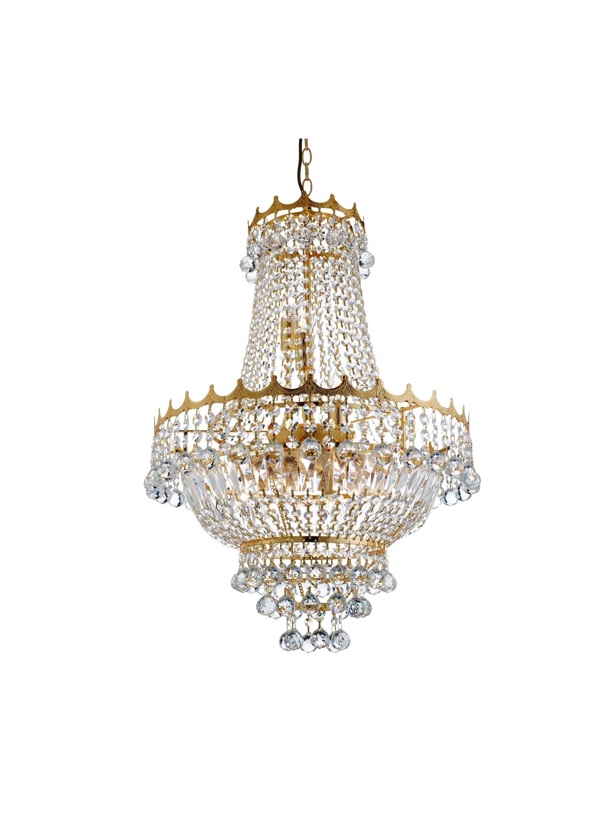 Kroonluchter Versailles 9Lt Gold Metal & Crystal by Searchlight