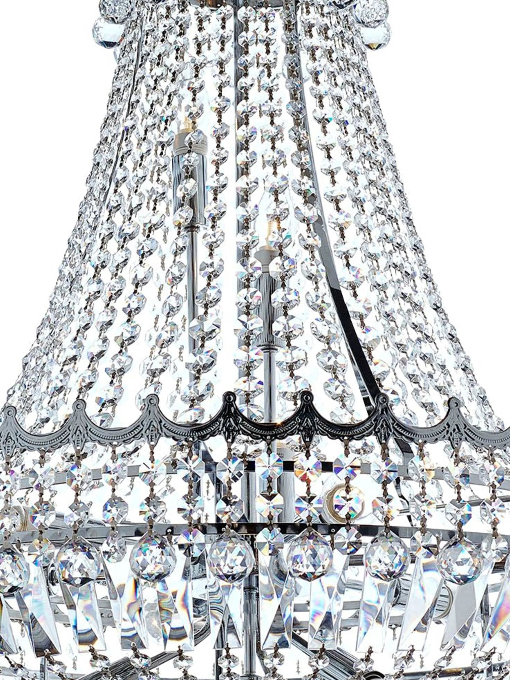 Kroonluchter Versailles 13Lt Chrome Metal & Crystal by Searchlight