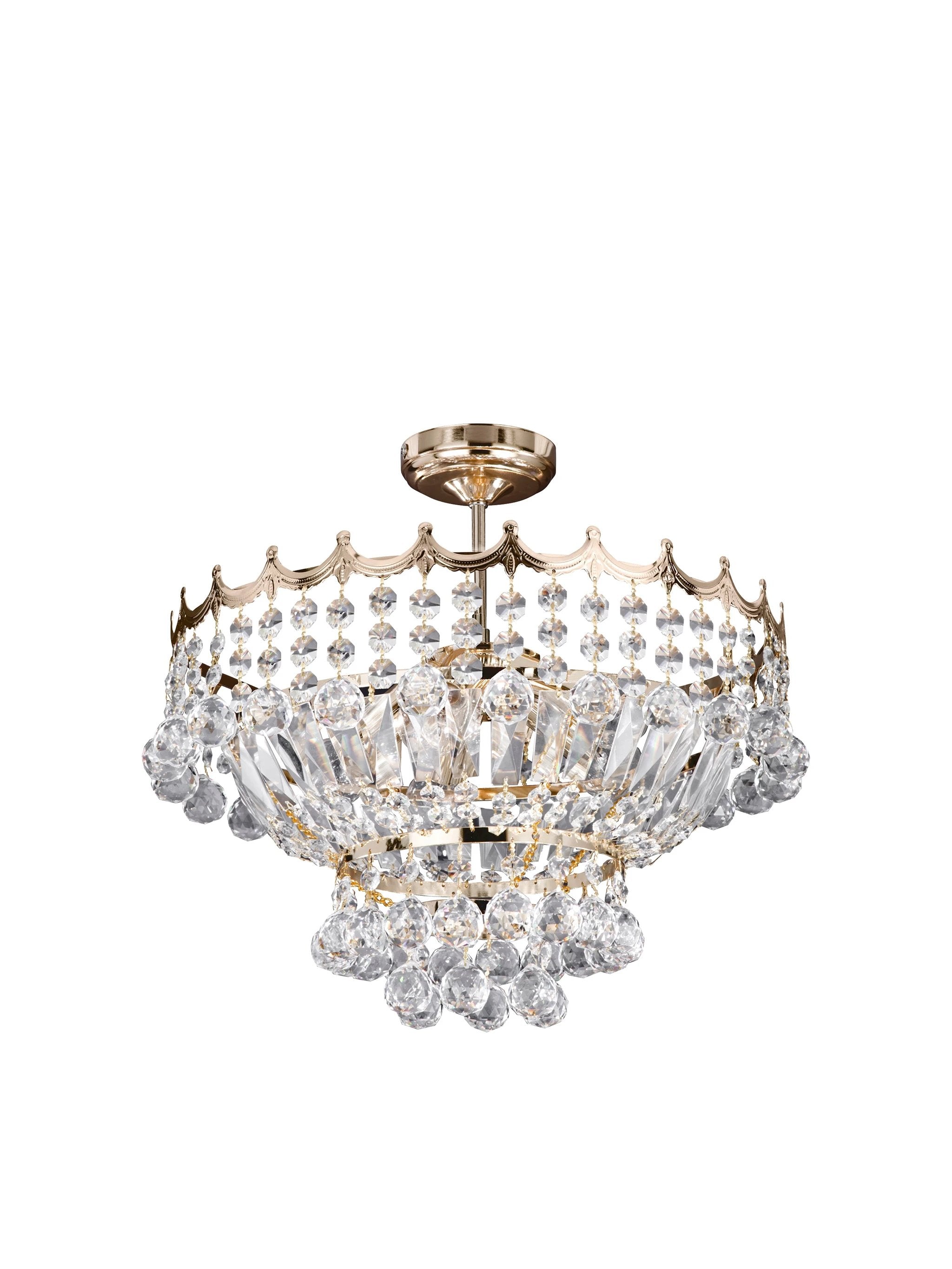 Plafondlamp Versailles 5Lt Gold Metal & Crystal by Searchlight