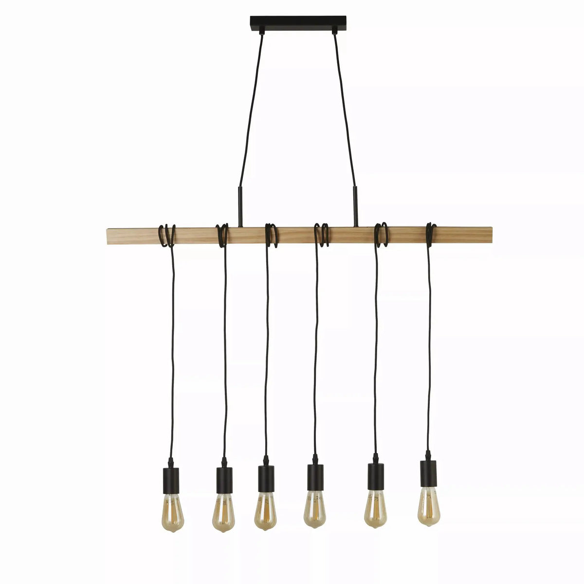 Hanglamp Woody 6-lichts - Ash Wood by Searchlight