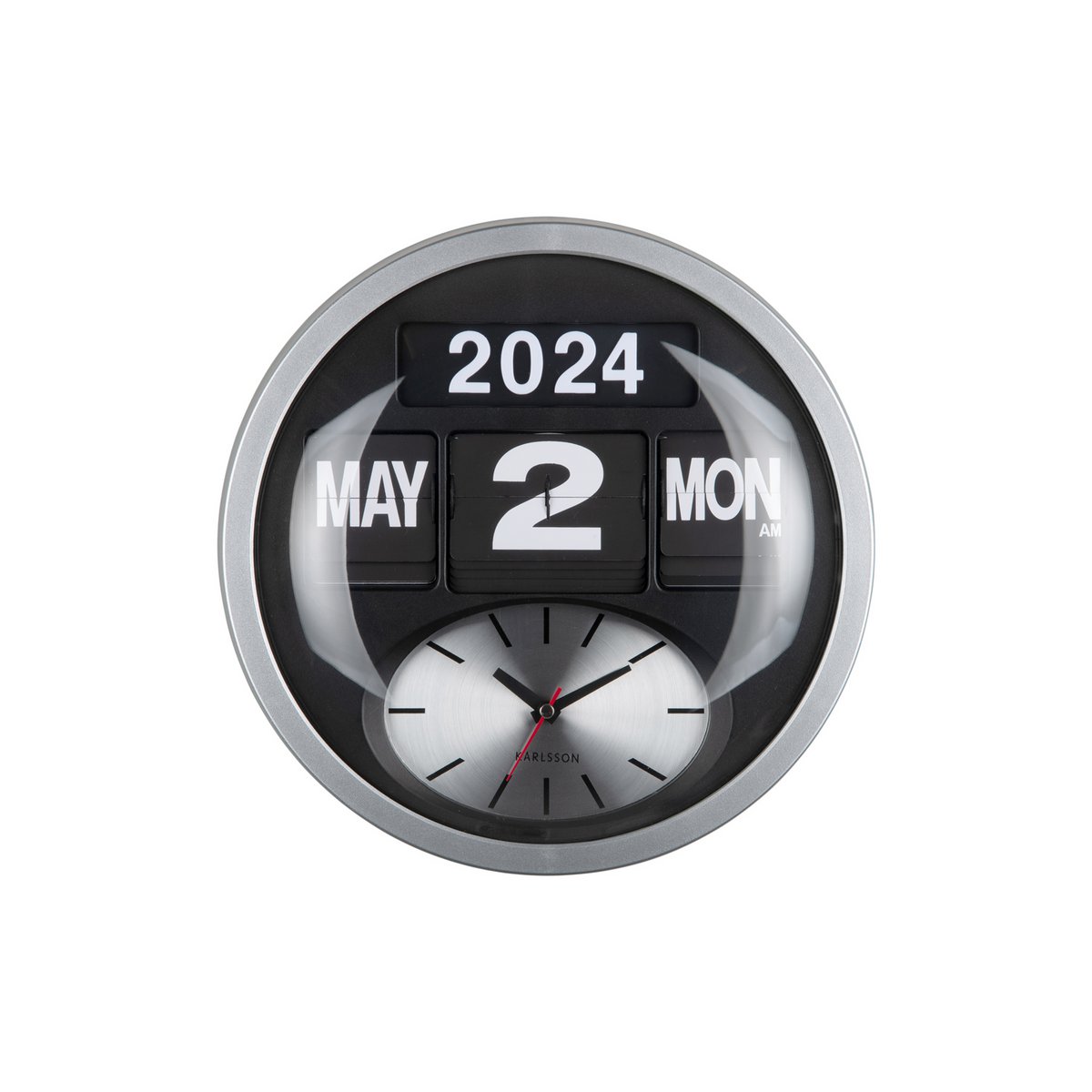 Wandklok Round Flip Zilver by Karlsson