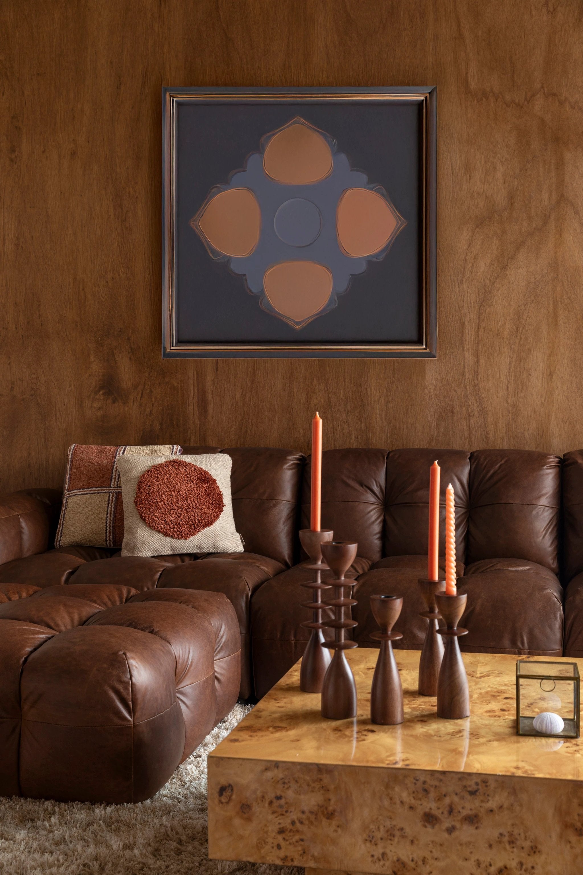 Poef Hackman Leather Chocolate by Dutchbone